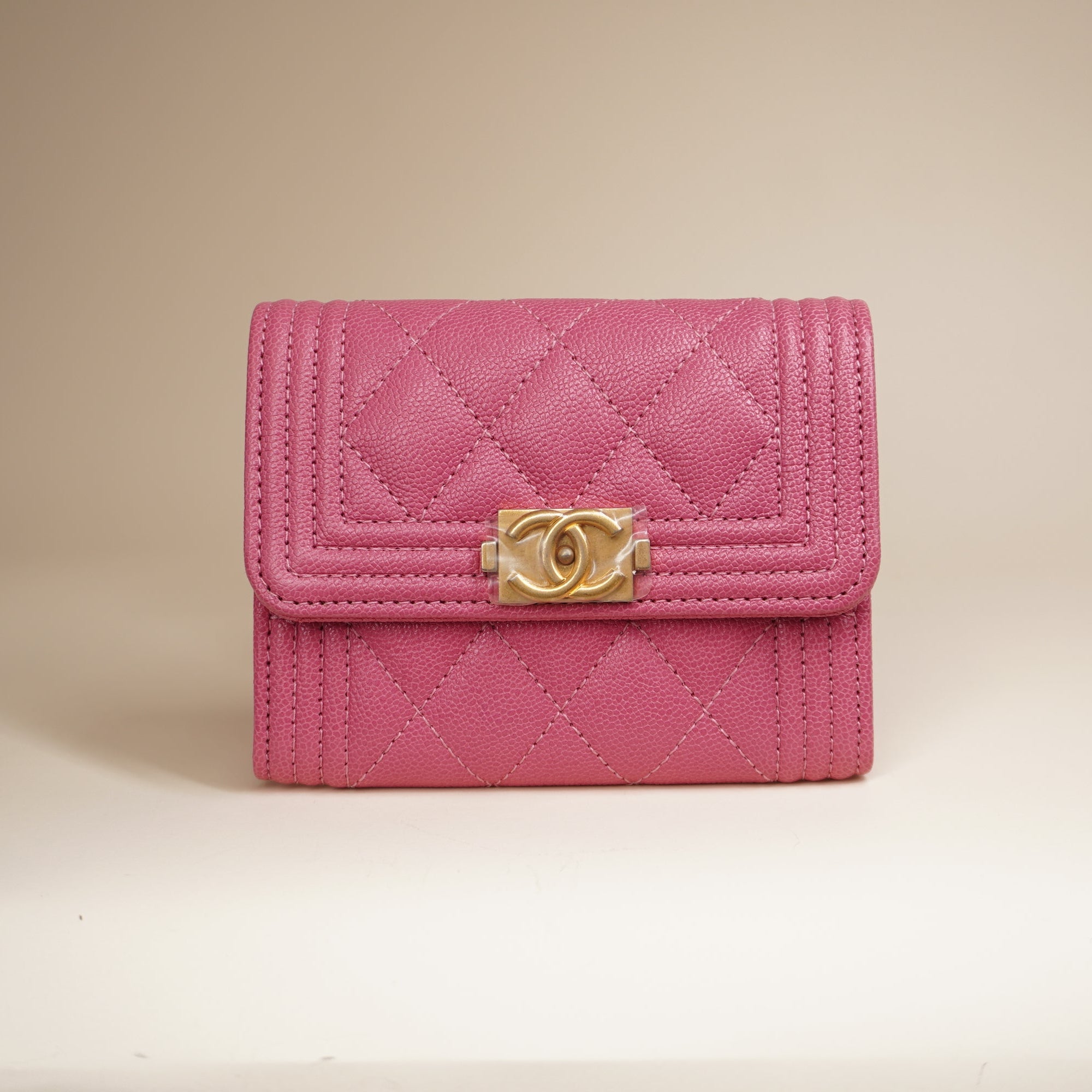 PRE-OWNED CC Pink Boy Compact Tri-Fold Wallet