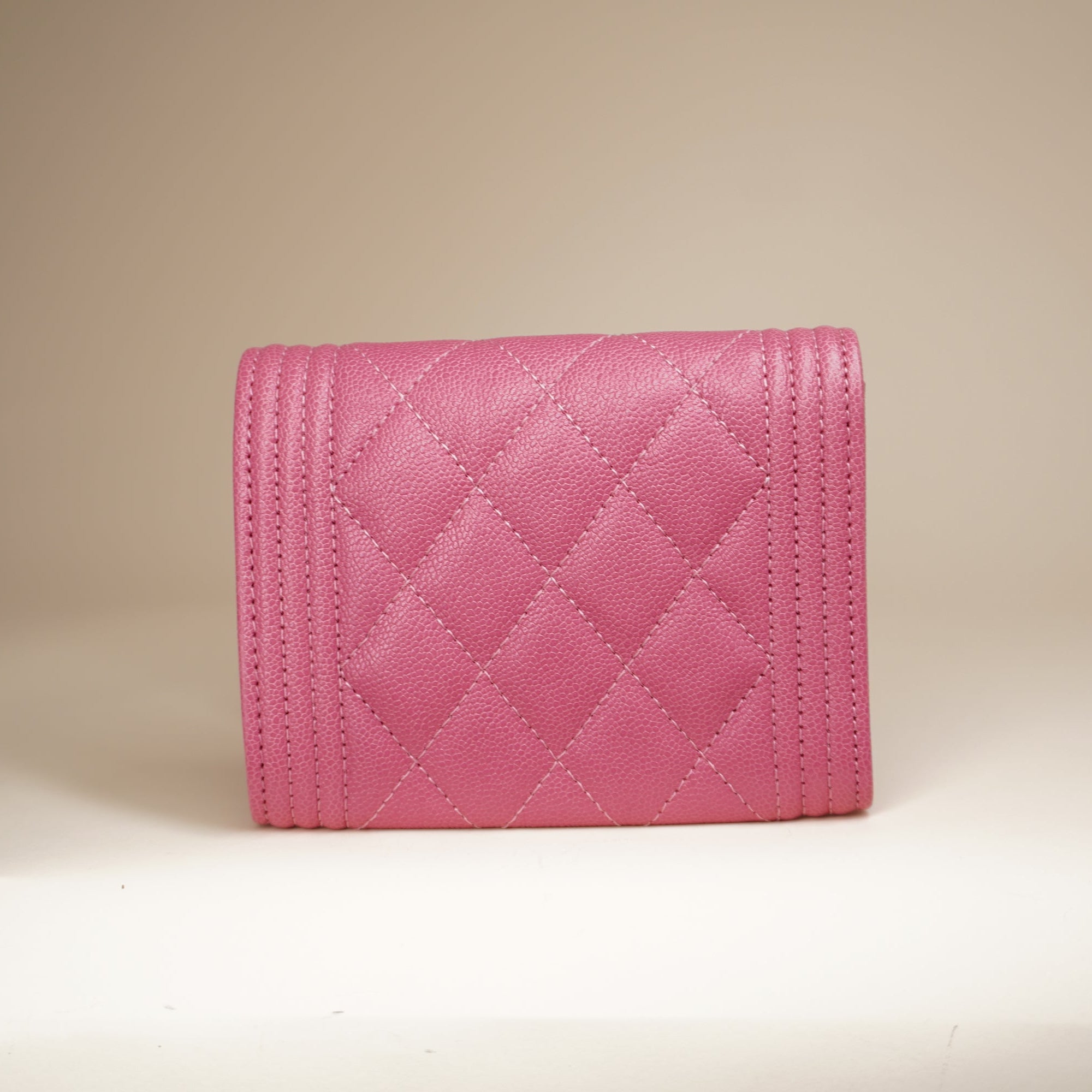 PRE-OWNED CC Pink Boy Compact Tri-Fold Wallet