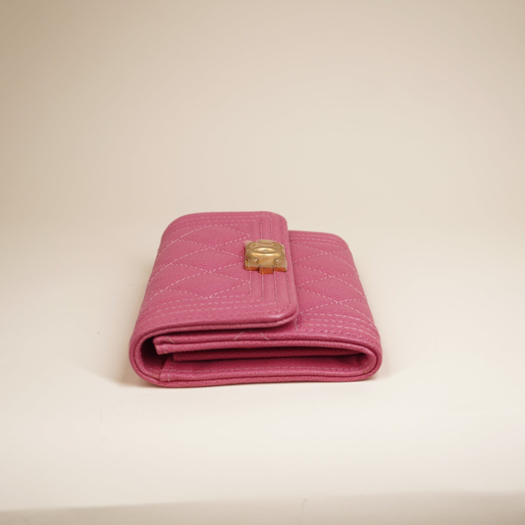 PRE-OWNED CC Pink Boy Compact Tri-Fold Wallet