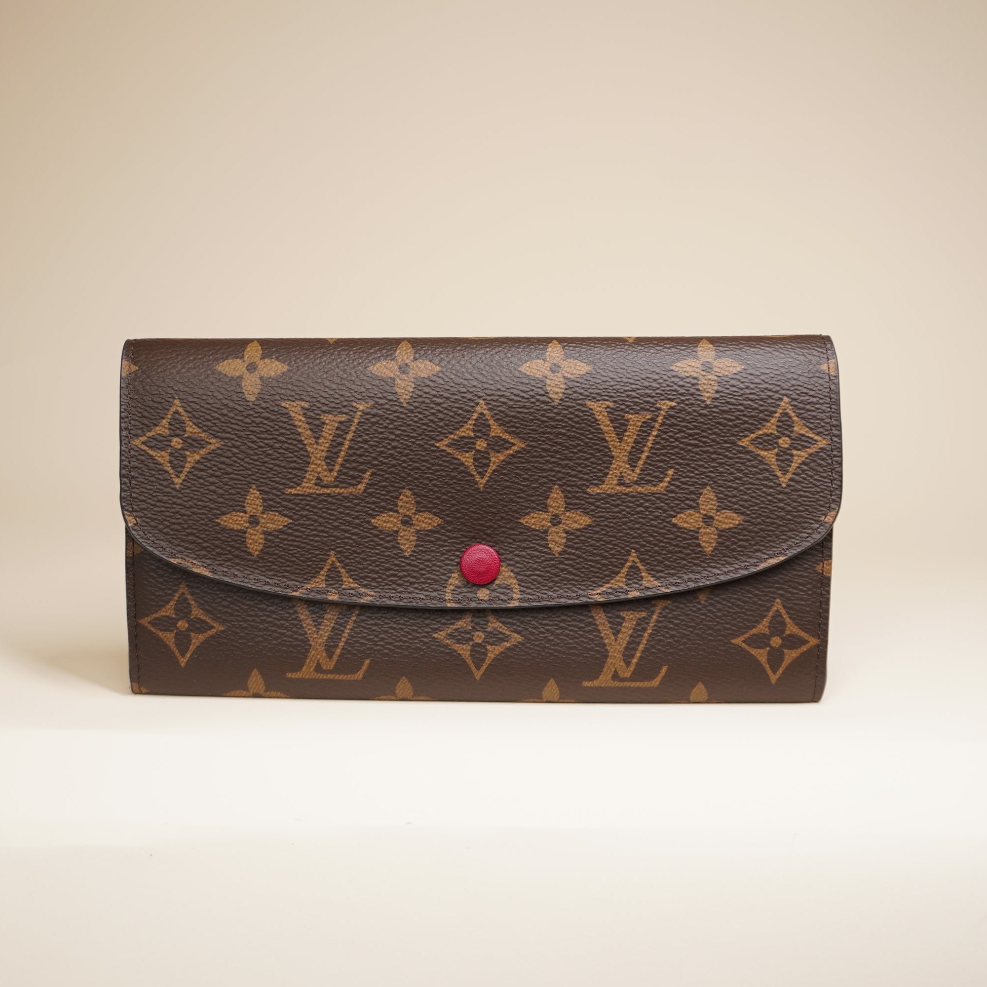 PRE-OWNED LV Monogram Emilie Long Wallet Red