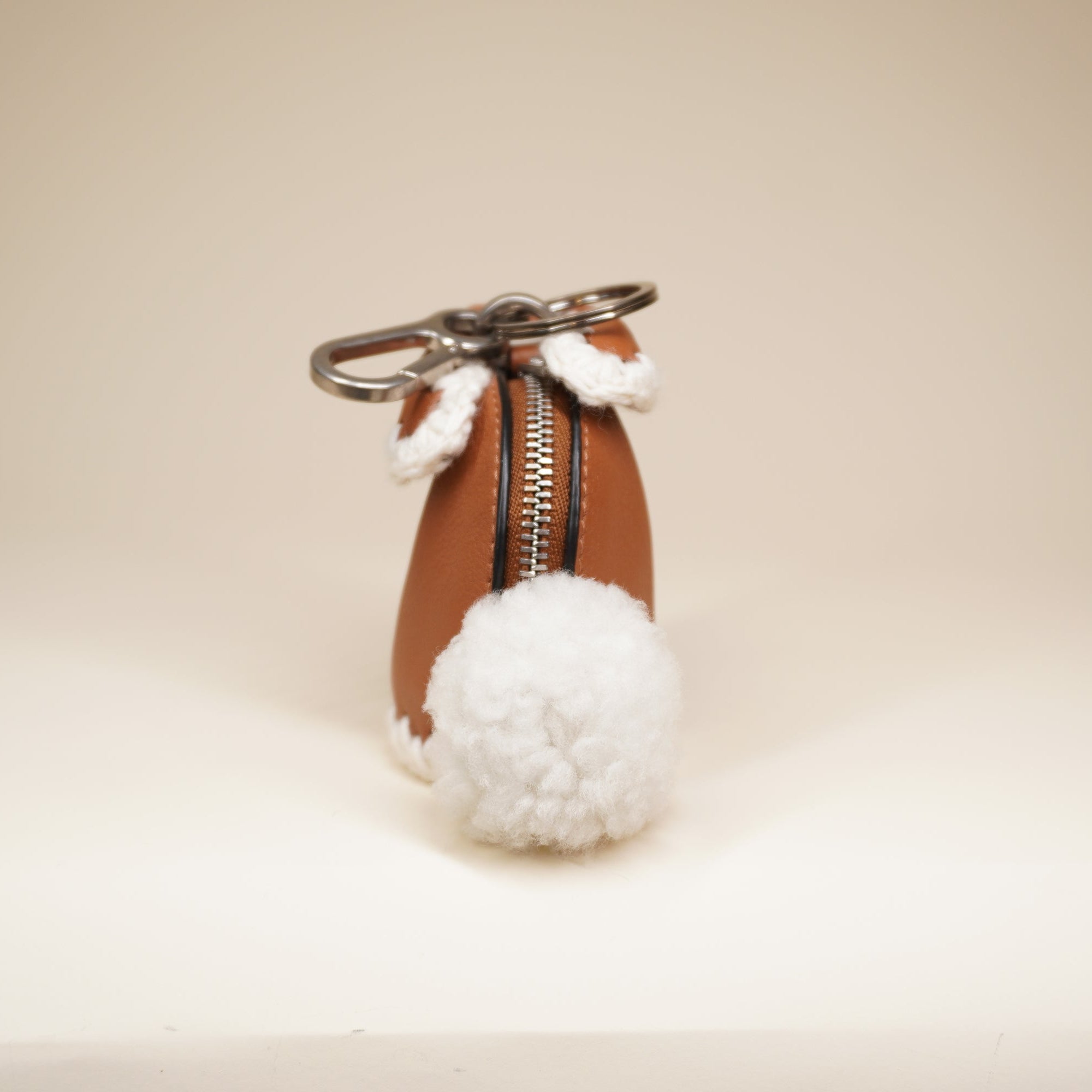 PRE-OWNED Bunny Classic Calfskin Brown Bag Charm 