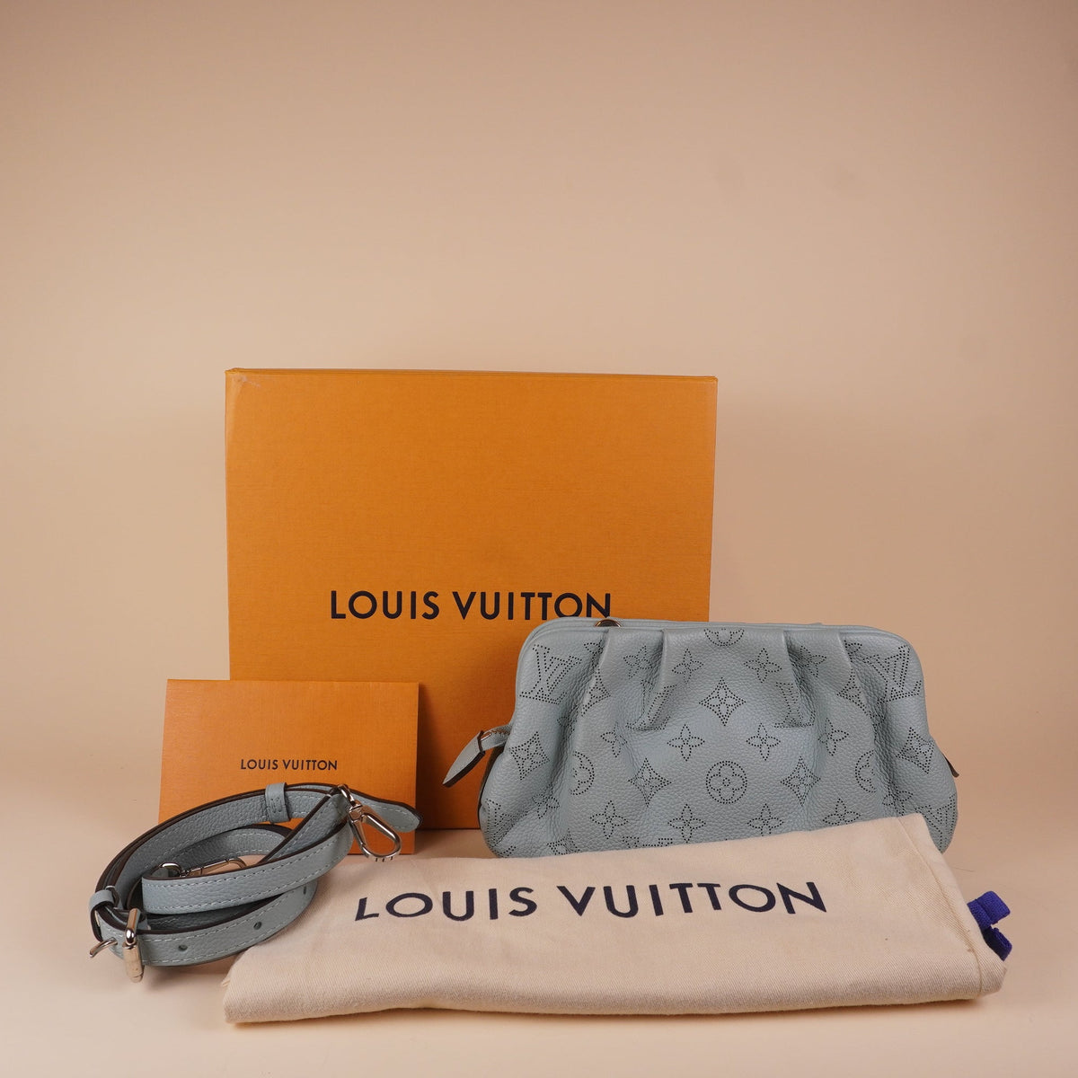 PRE-OWNED LV Mahina Scala Mini Pouch Vert Lagon Crossbody Bag