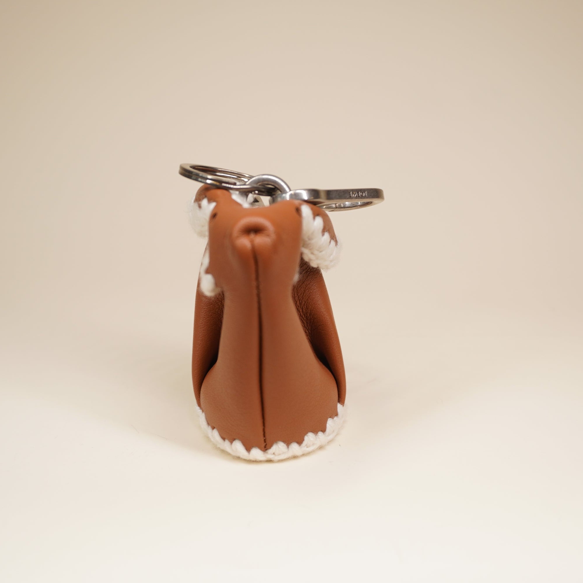 PRE-OWNED Bunny Classic Calfskin Brown Bag Charm 