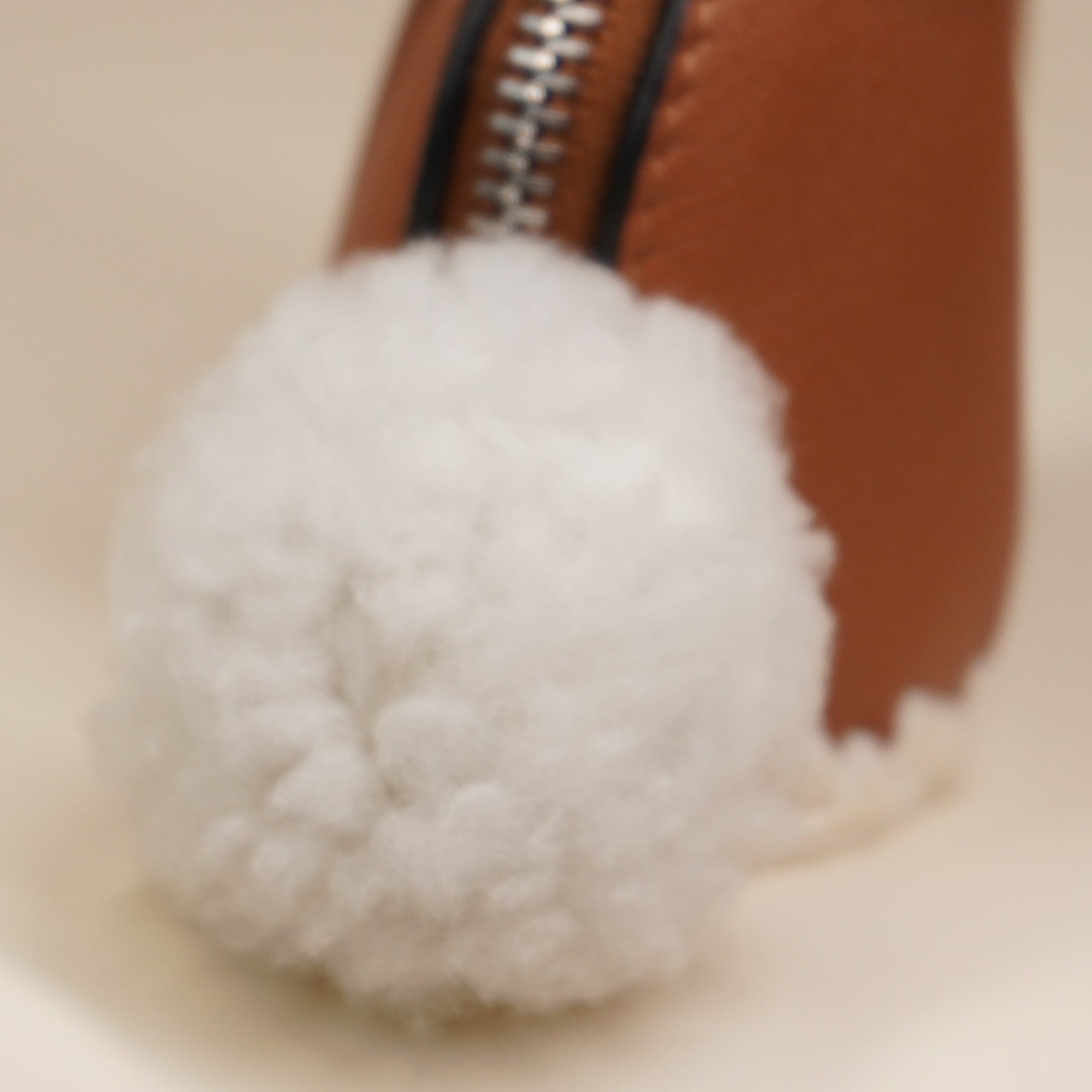 PRE-OWNED Bunny Classic Calfskin Brown Bag Charm 