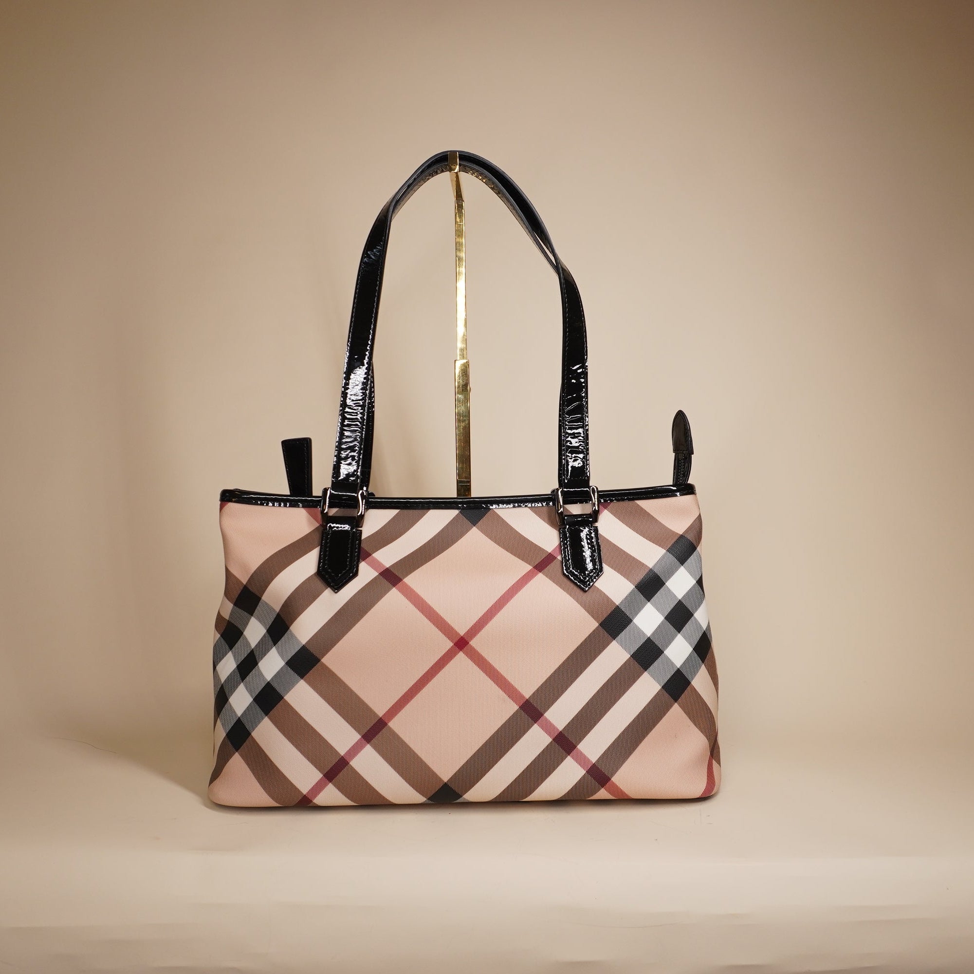 PRE-OWNED Super Nova Check Tote Shoulder Bag
