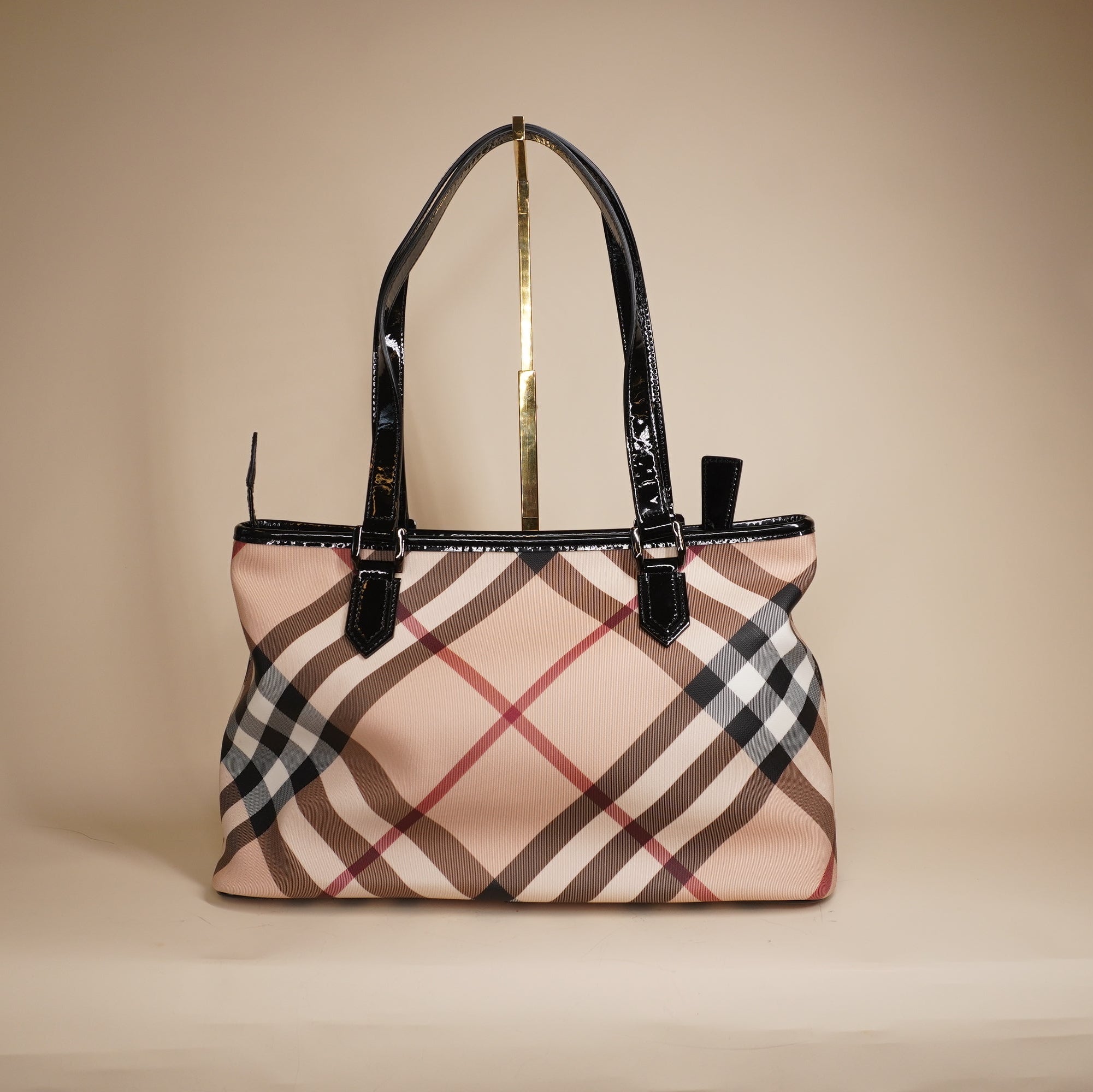 PRE-OWNED Super Nova Check Tote Shoulder Bag