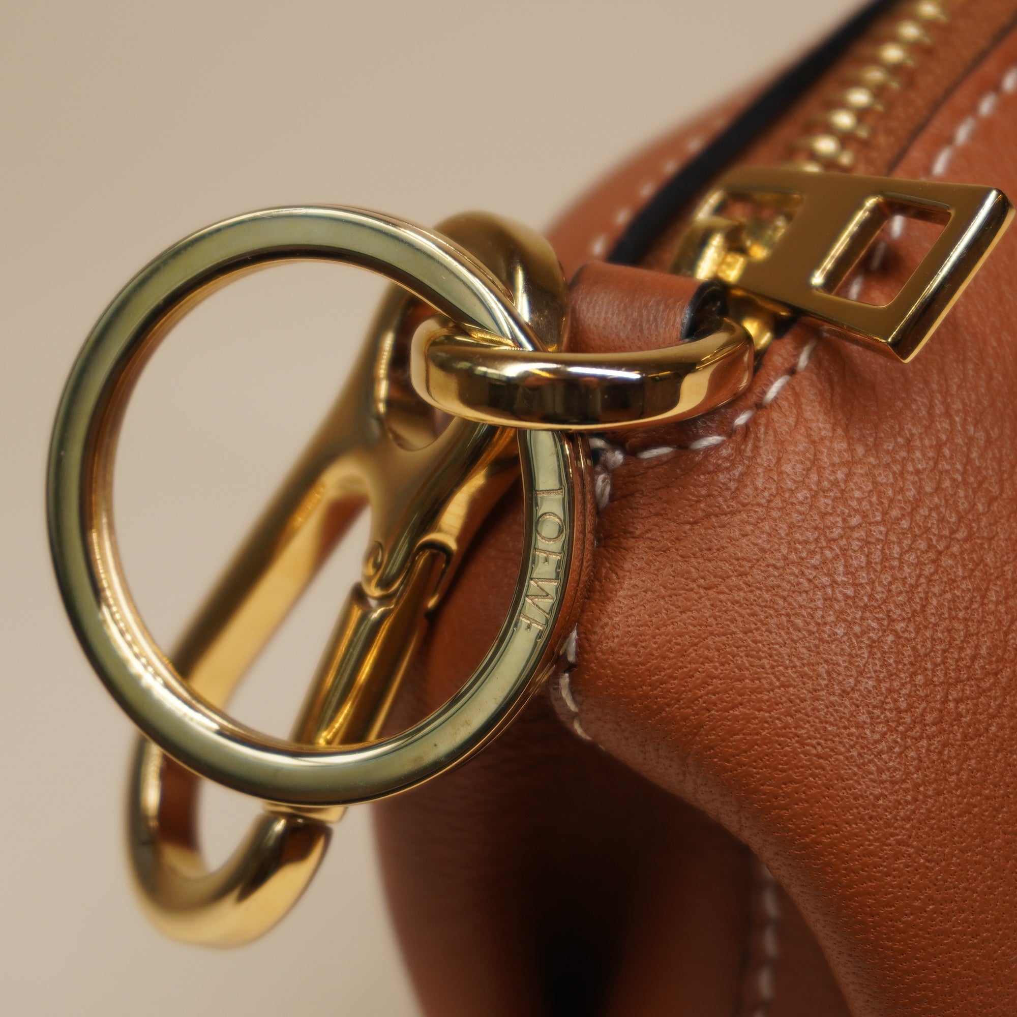 PRE-OWNED Calfskin Elephant Coin Purse Brown