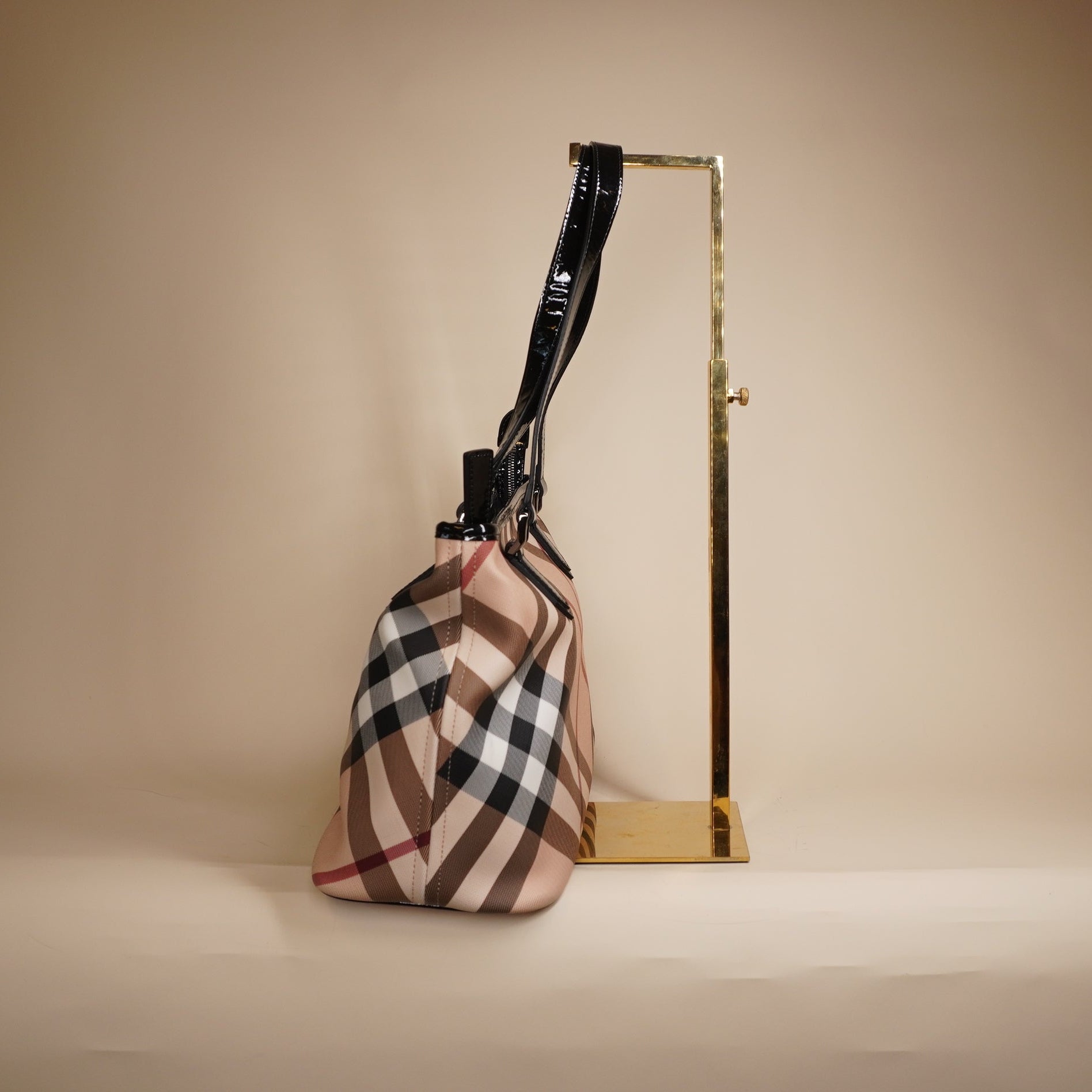 PRE-OWNED Super Nova Check Tote Shoulder Bag