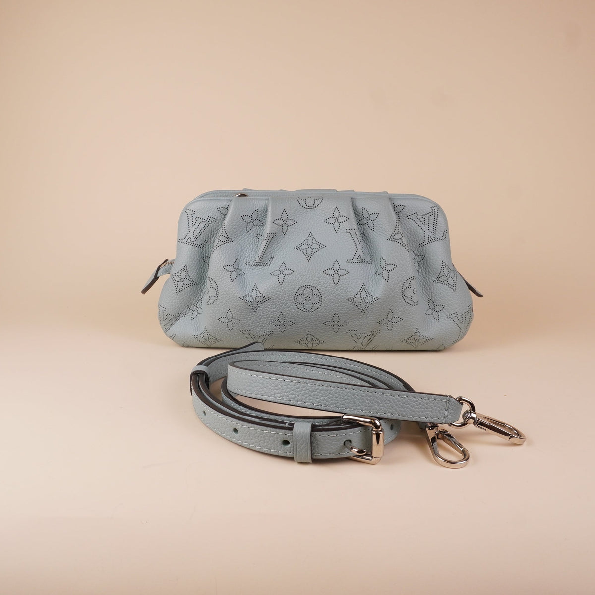 PRE-OWNED LV Mahina Scala Mini Pouch Vert Lagon Crossbody Bag