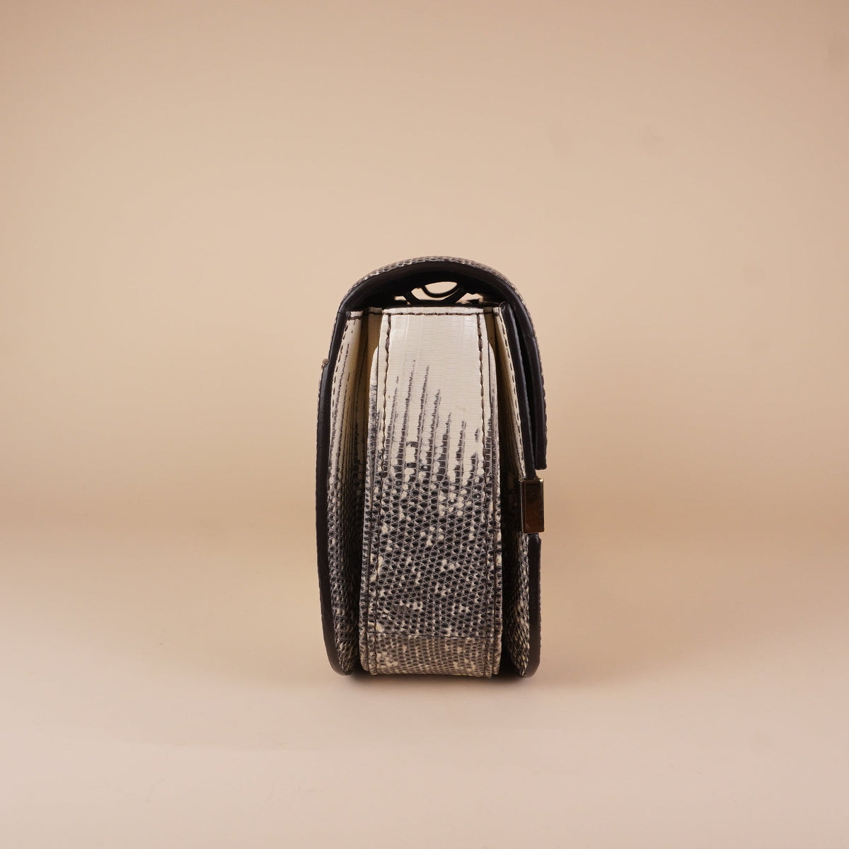 PRE-OWNED LV White & Gray Lizard S-Lock Shoulder Bag