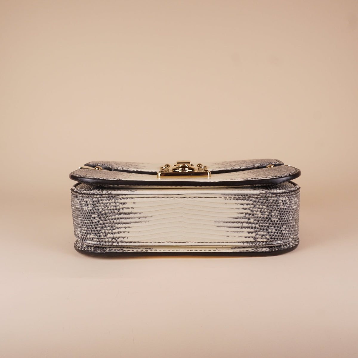 PRE-OWNED LV White & Gray Lizard S-Lock Shoulder Bag