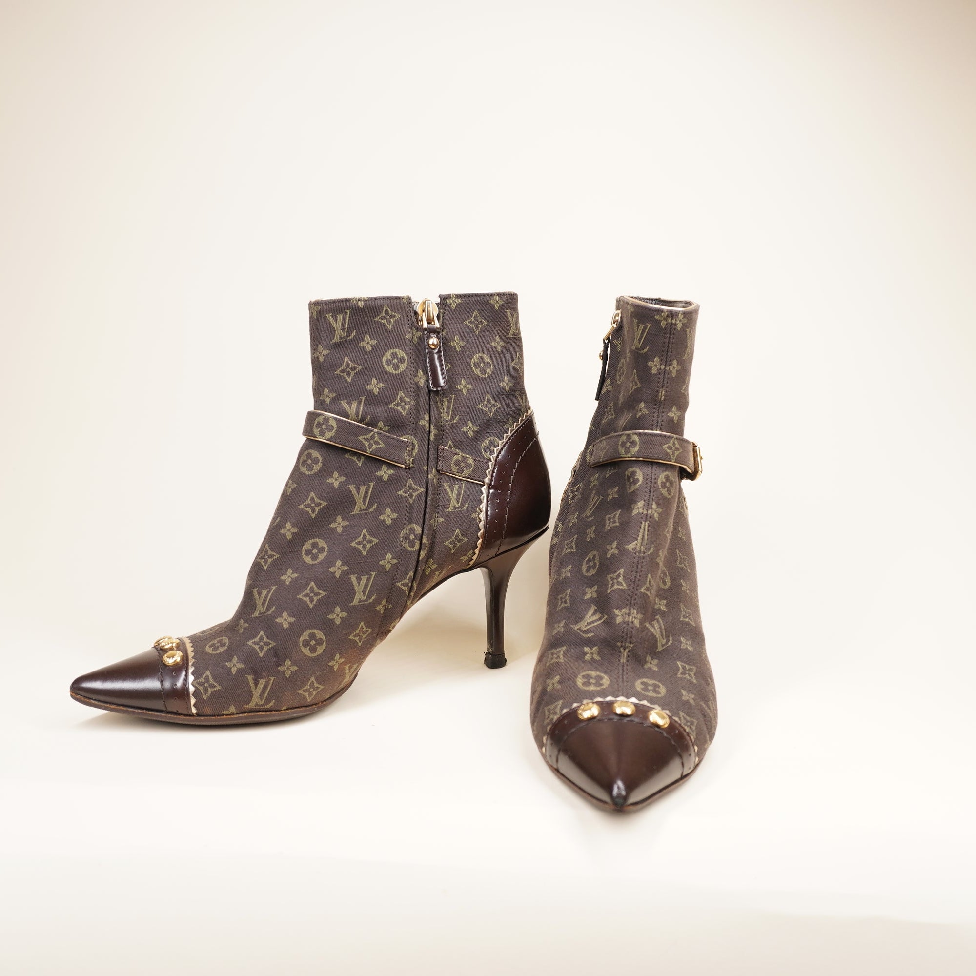 PRE-OWNED LV Mimosa Mini Lin Ankel Boots 37