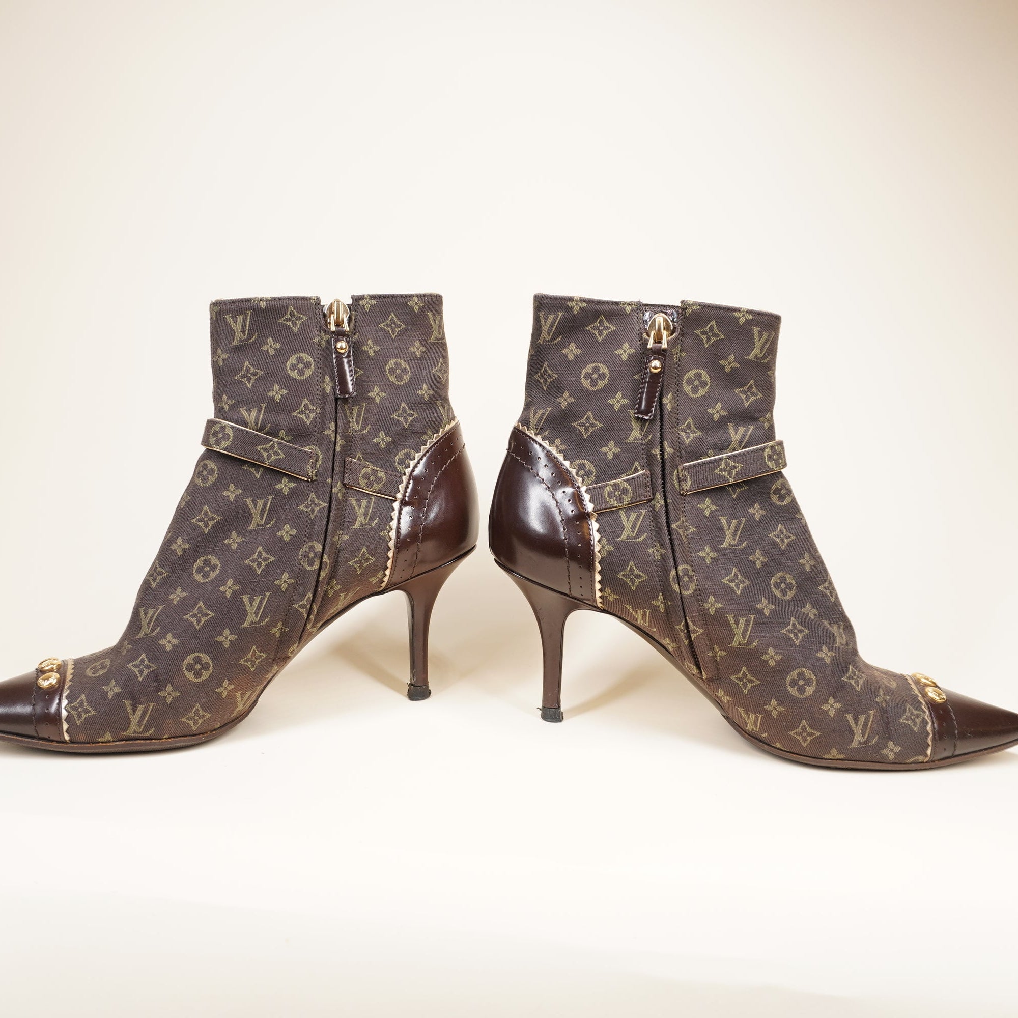 PRE-OWNED LV Mimosa Mini Lin Ankel Boots 37