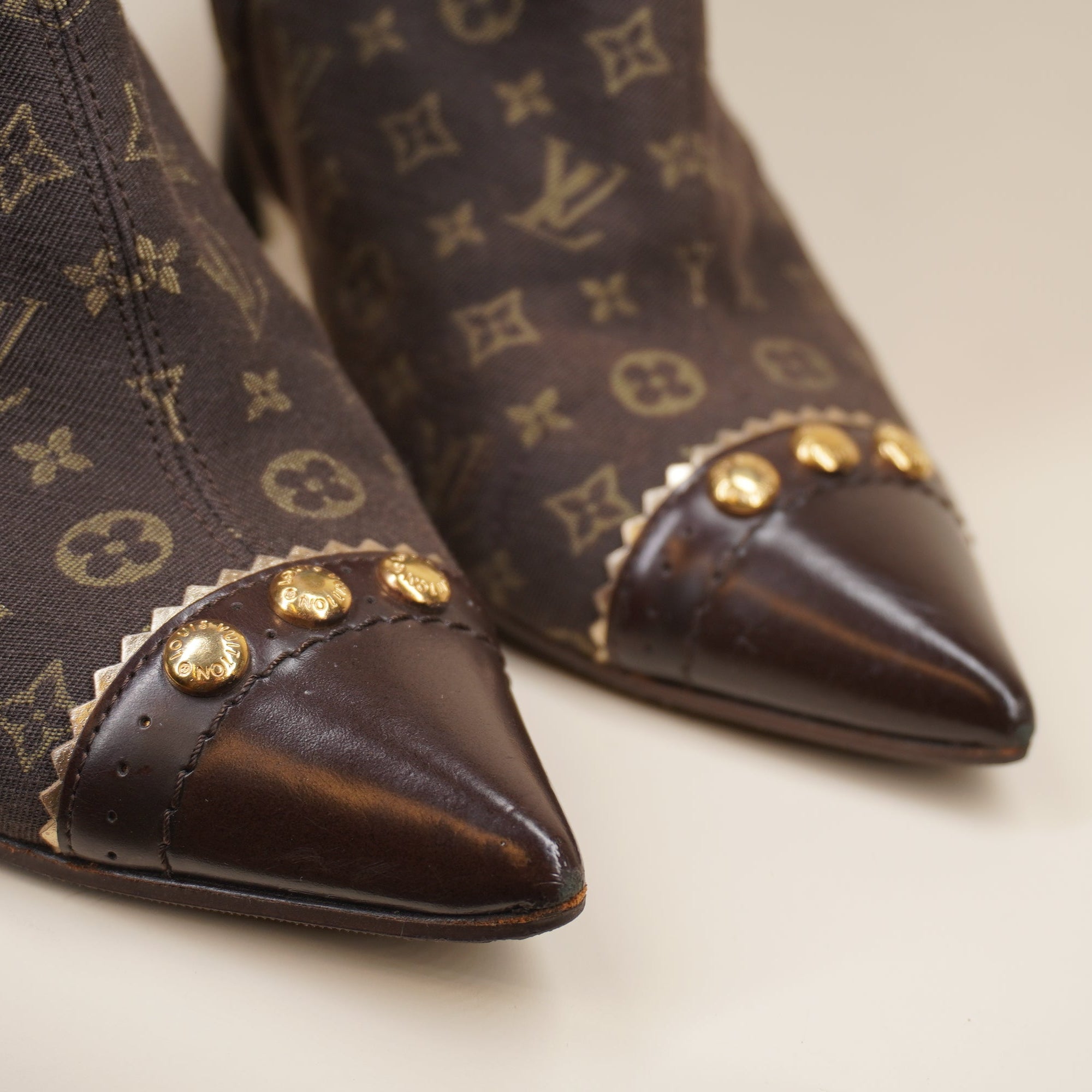 PRE-OWNED LV Mimosa Mini Lin Ankel Boots 37