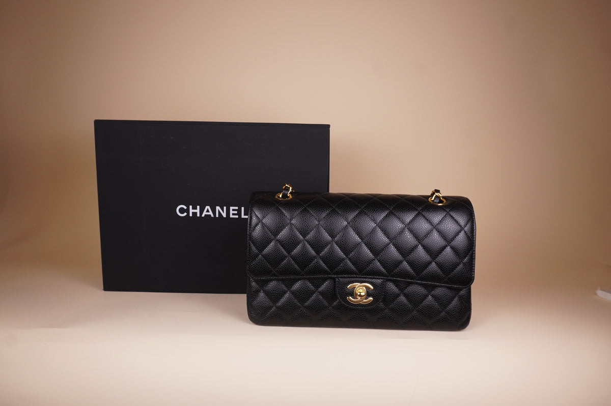 PRE-OWNED CC Classic Flap Black Caviar Medium