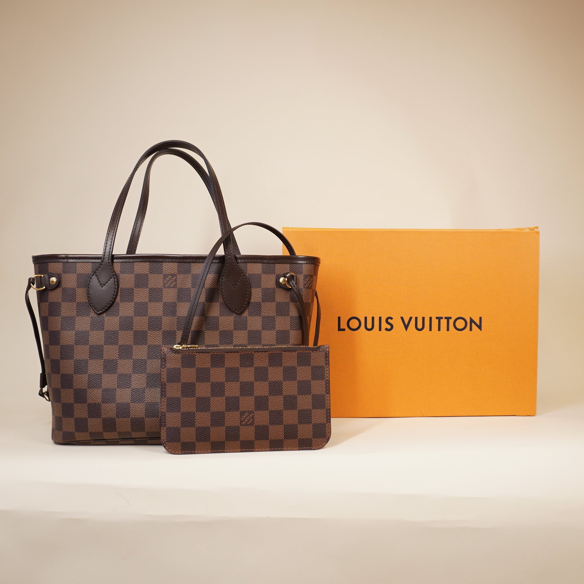 PRE-OWNED LV Neverfull PM Damier Ebene Shoulder Bag