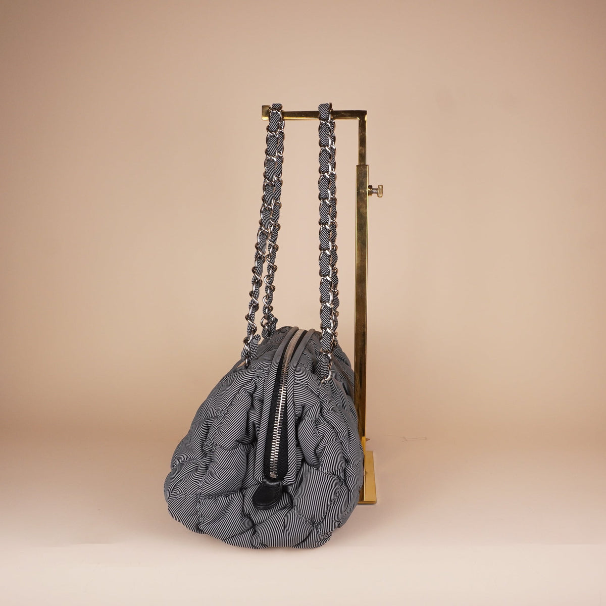 PRE-OWNED CC Bubble Bowler Bag Quilted Nylon Small