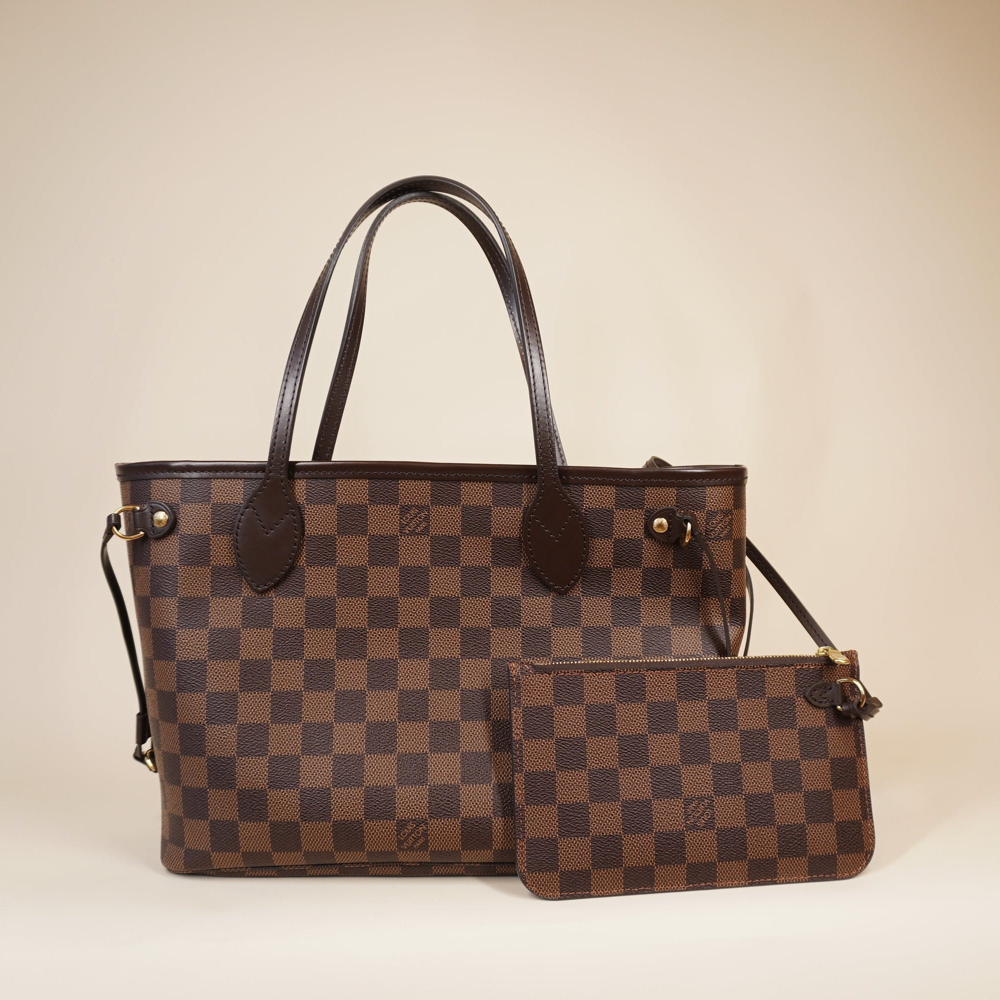 PRE-OWNED LV Neverfull PM Damier Ebene Shoulder Bag