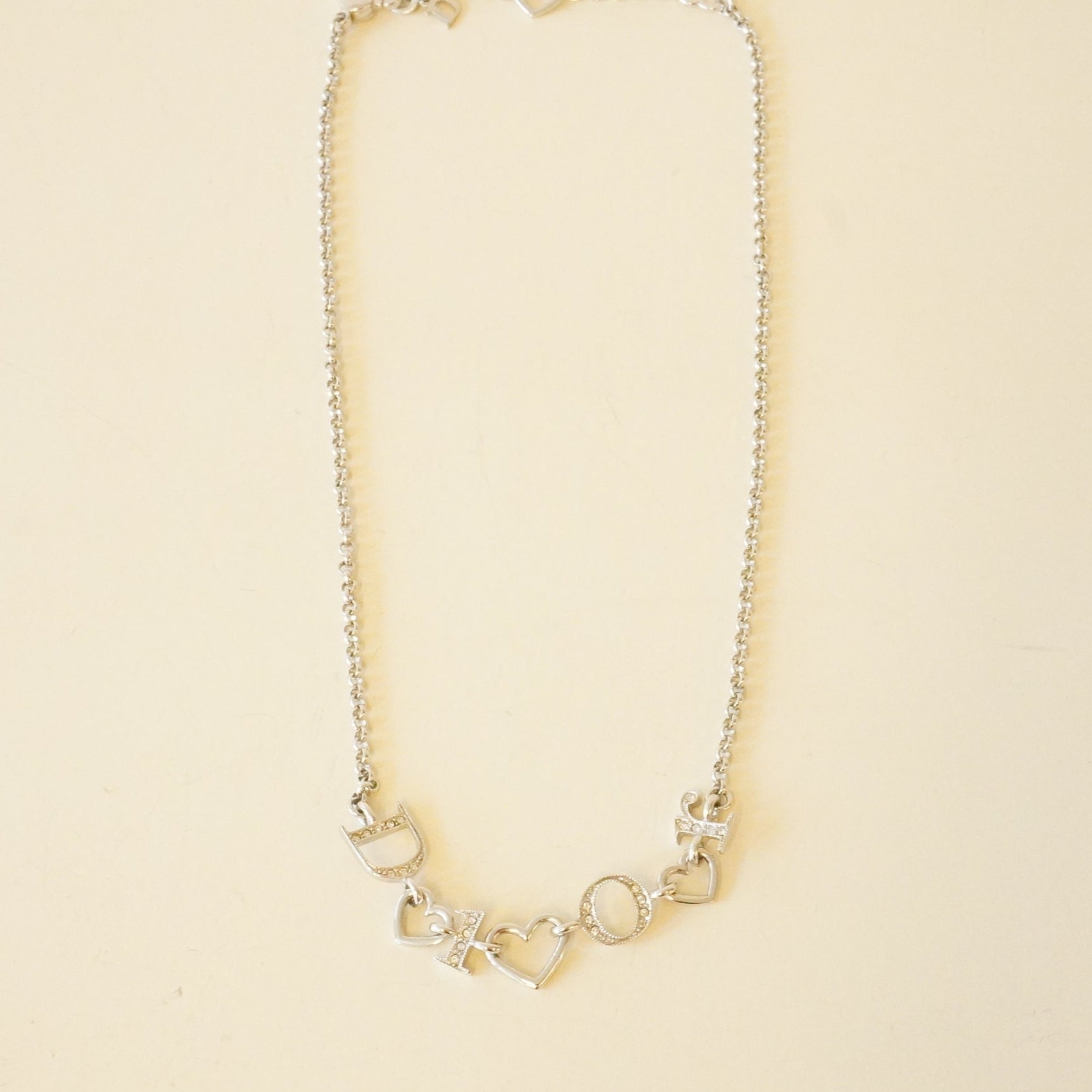 PRE-OWNED Crystal Logo Heart Collar Necklace