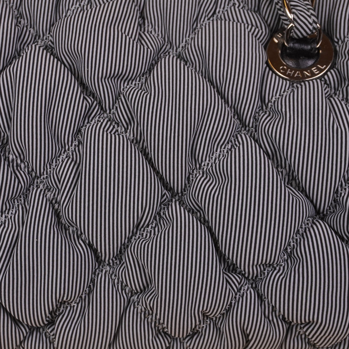 PRE-OWNED CC Bubble Bowler Bag Quilted Nylon Small