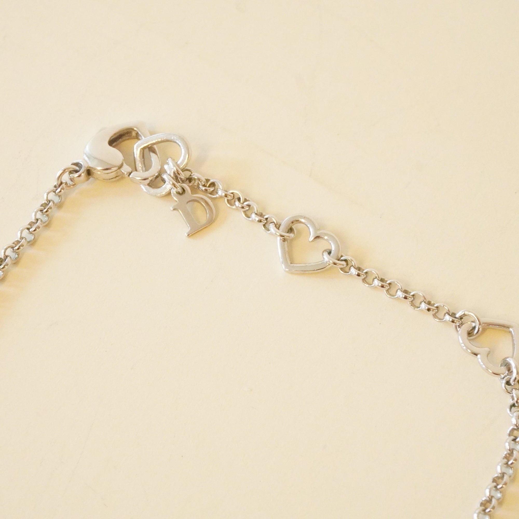 PRE-OWNED Crystal Logo Heart Collar Necklace