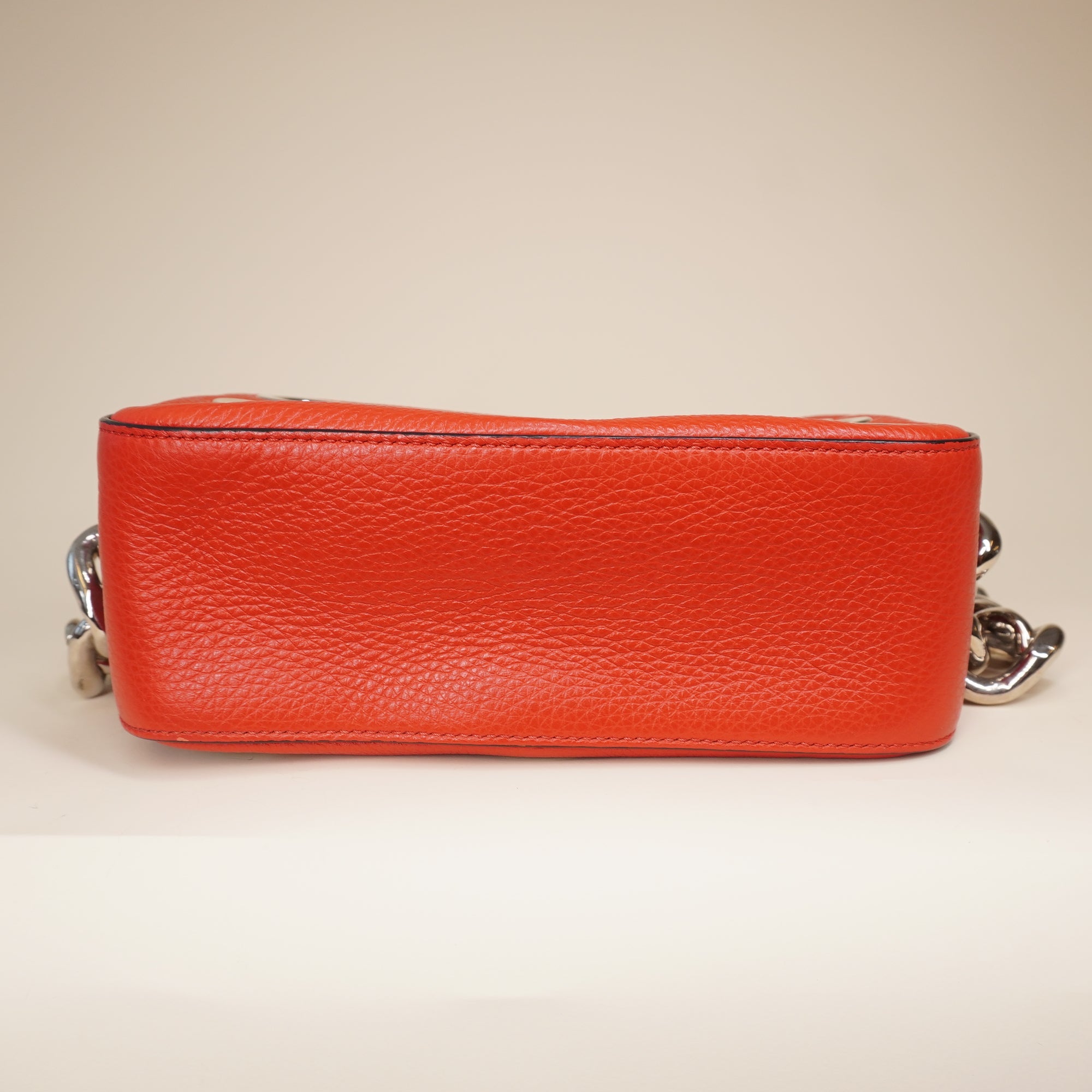 PRE-OWNED Grommet Chain Shoulder Bag Vitello Daino Small 