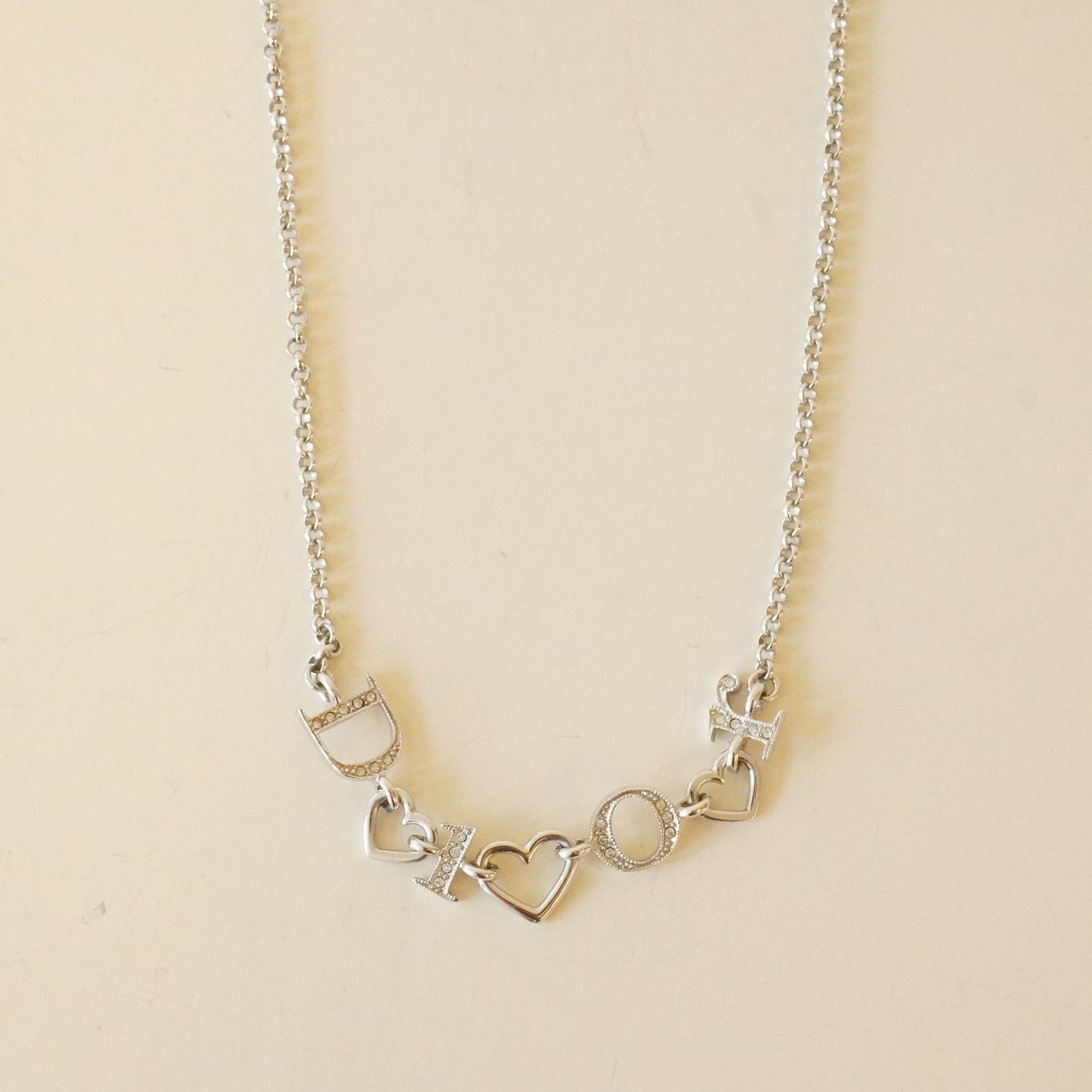 PRE-OWNED Crystal Logo Heart Collar Necklace