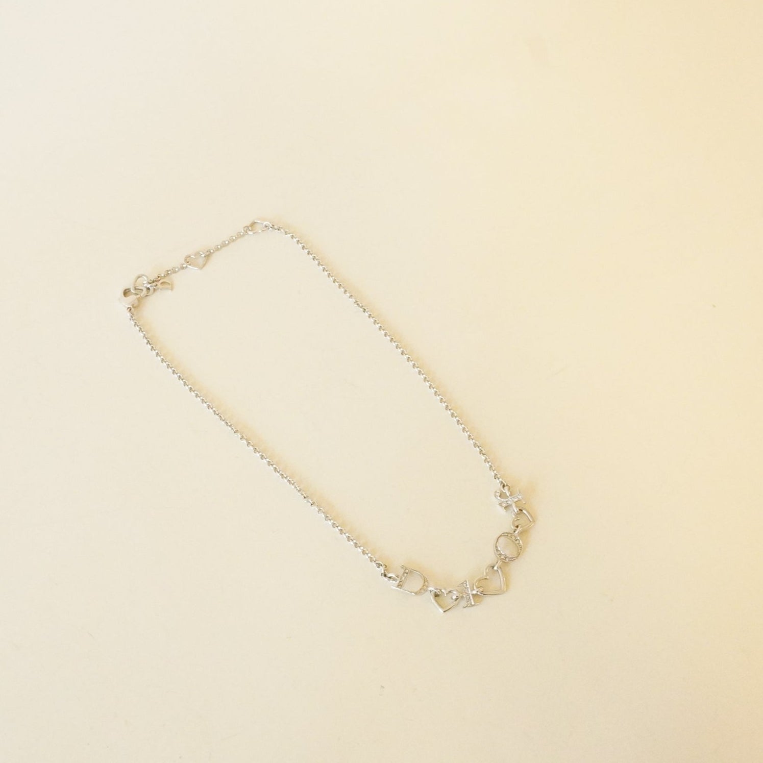 PRE-OWNED Crystal Logo Heart Collar Necklace
