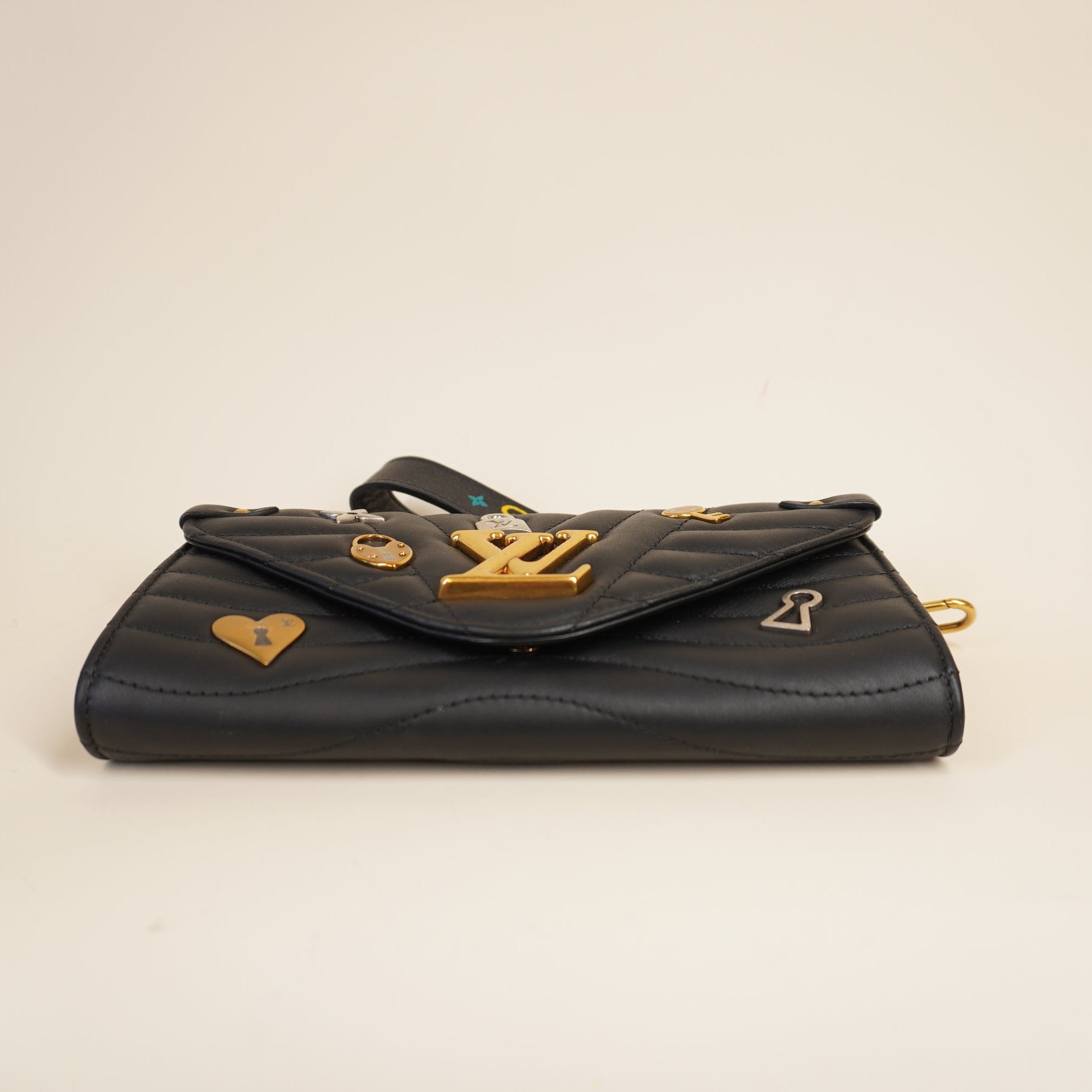 PRE-OWNED New Wave Long Wallet Limited Edition Love Lock Quilted Leather Black