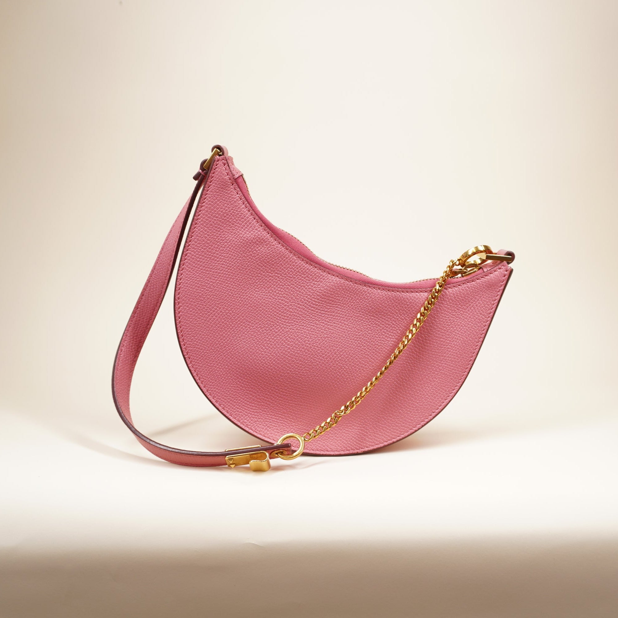 PRE-OWNED Pink Vlogo Mini Leather Hobo Shoulder Bag