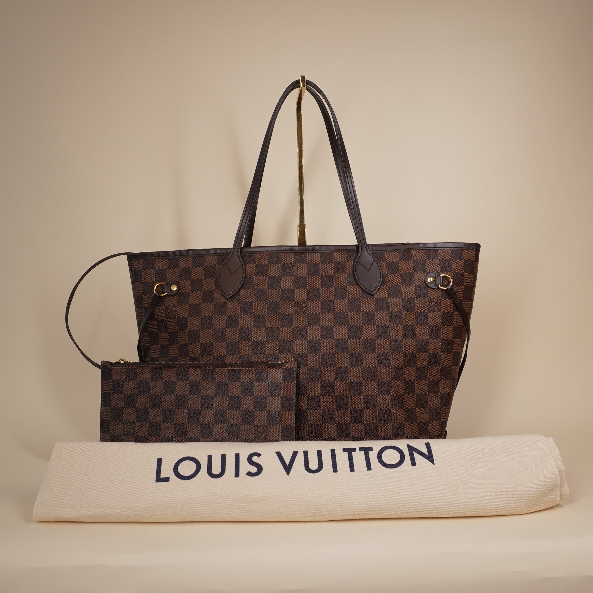 PRE-OWNED LV Damier Ebene Canvas Neverfull MM Shoulder Bag