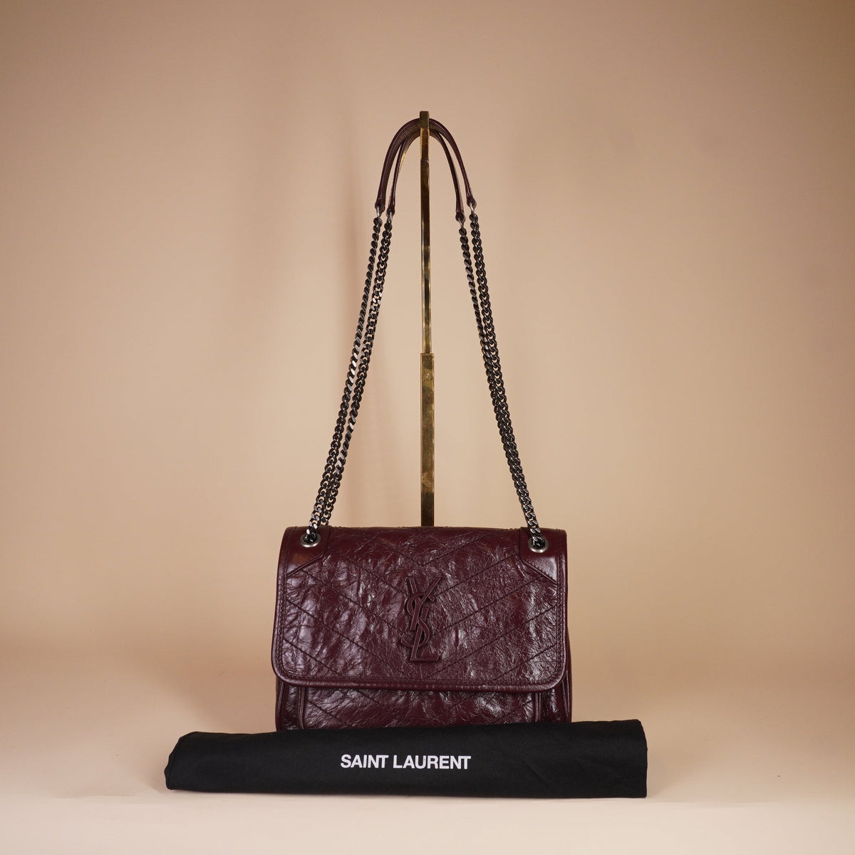 PRE-OWNED Burgundy Leather Niki Medium Shoulder Bag