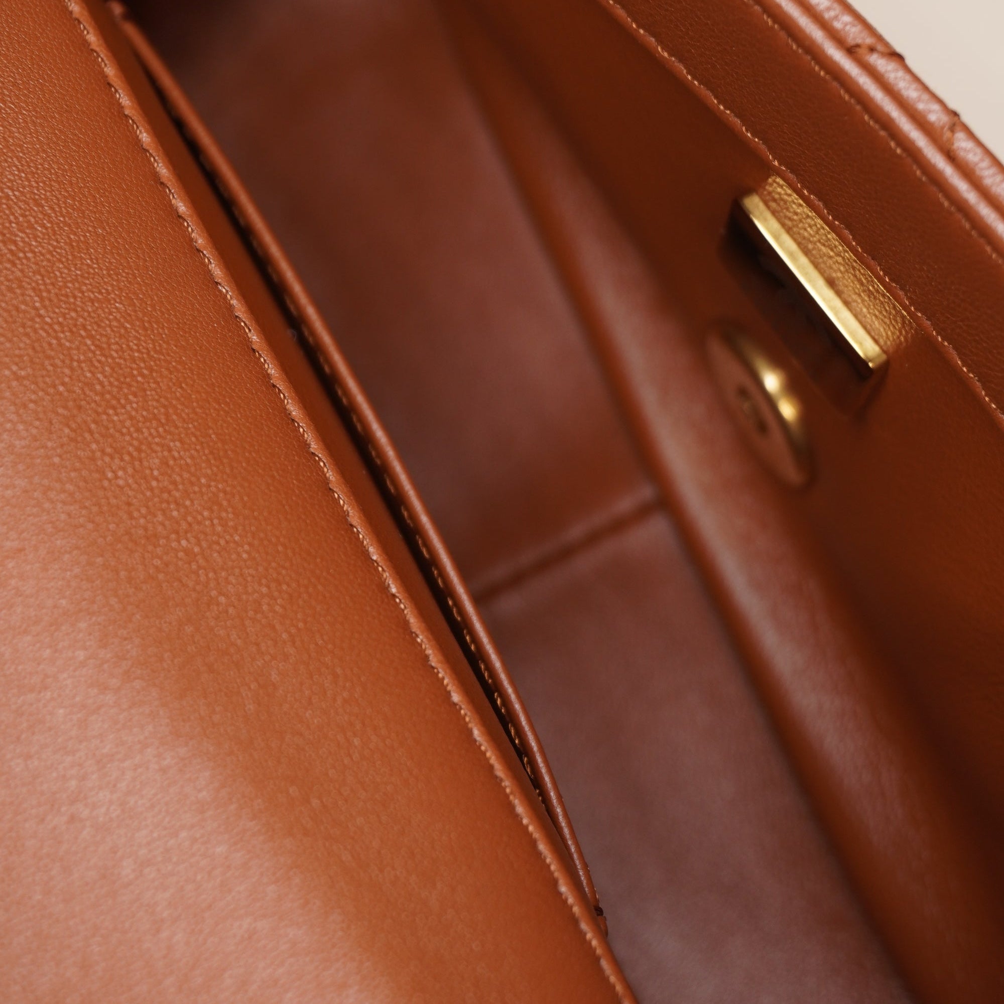 PRE-OWNED CC Lambskin Wenge Quilted Mini Fashion Wood Square Flap Light Brown  Crossbody Bag