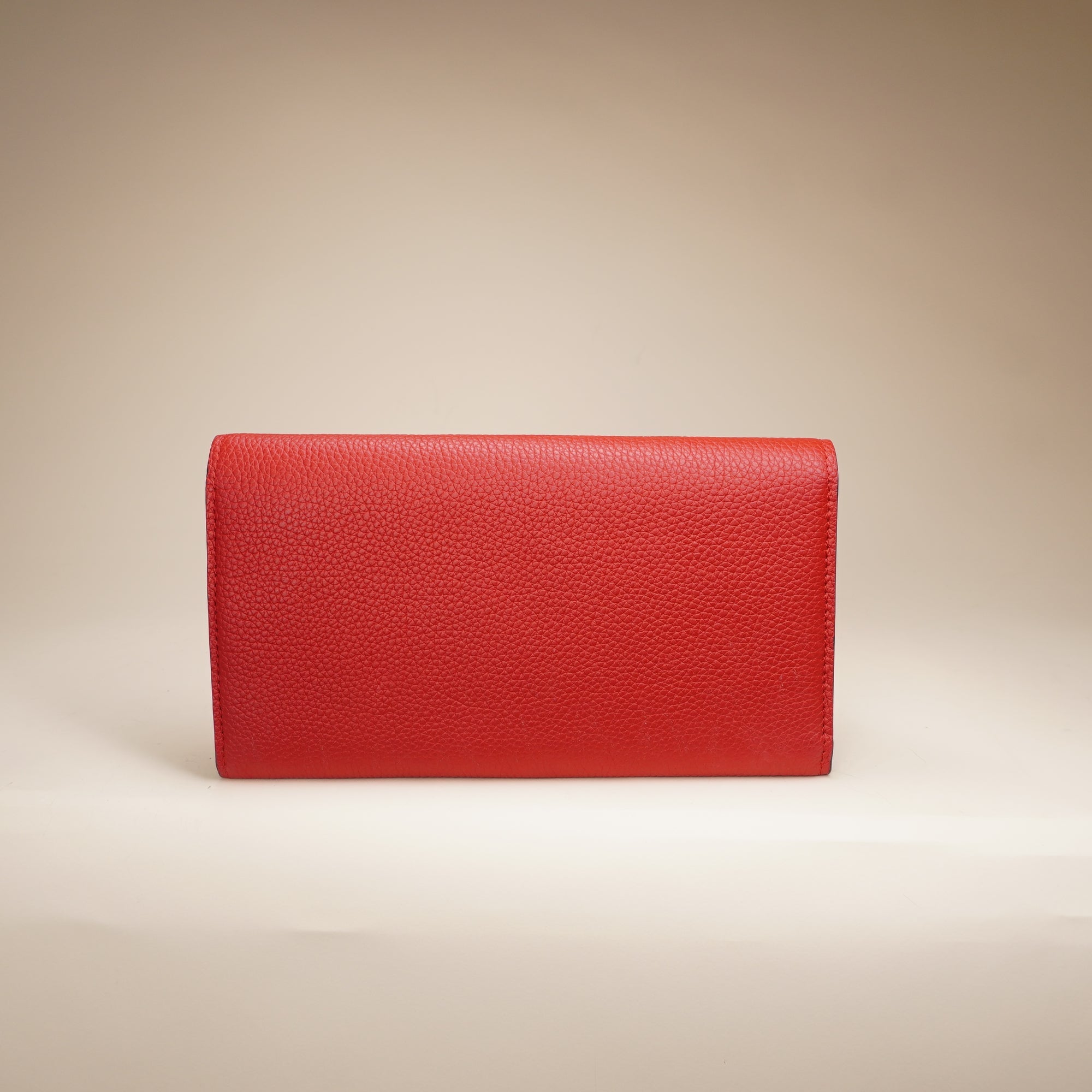 PRE-OWNED LV Monogram Portefeuille Duble V Long Wallet Red