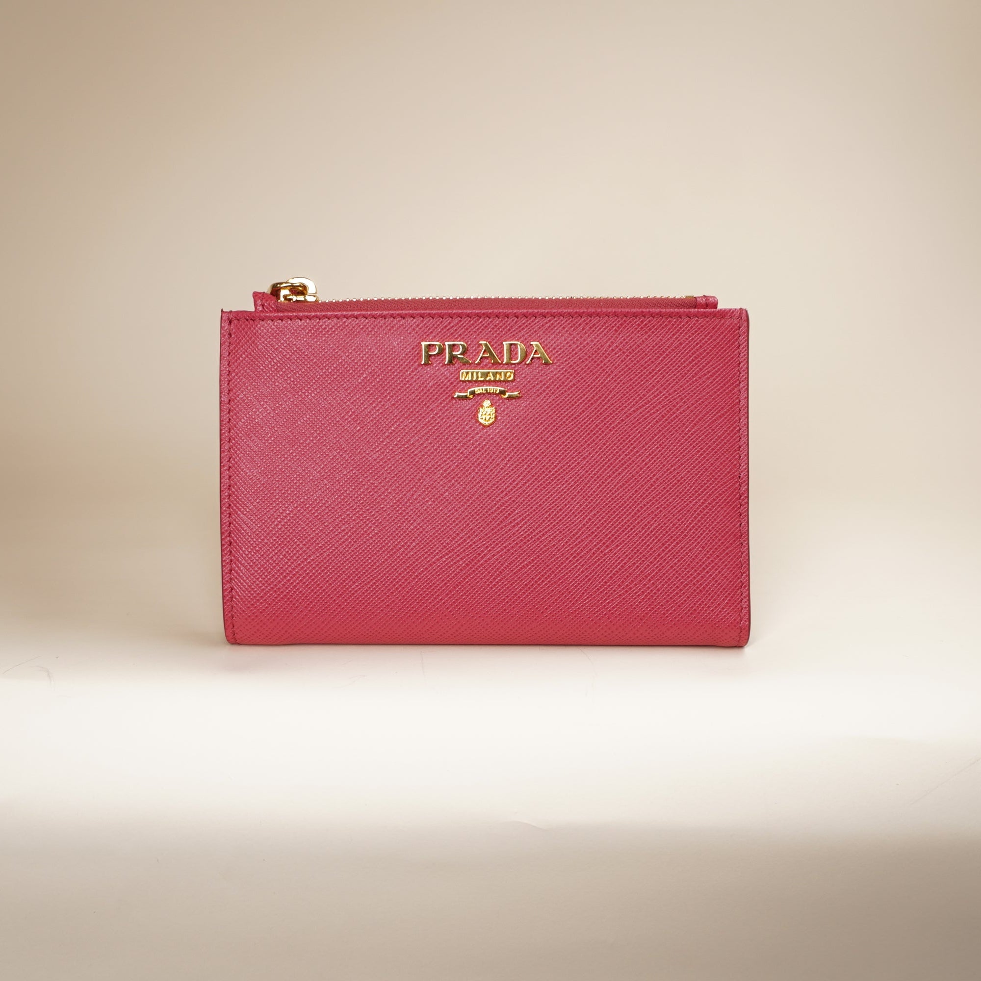 PRE-OWNED Pink Saffiano Leather Wallet