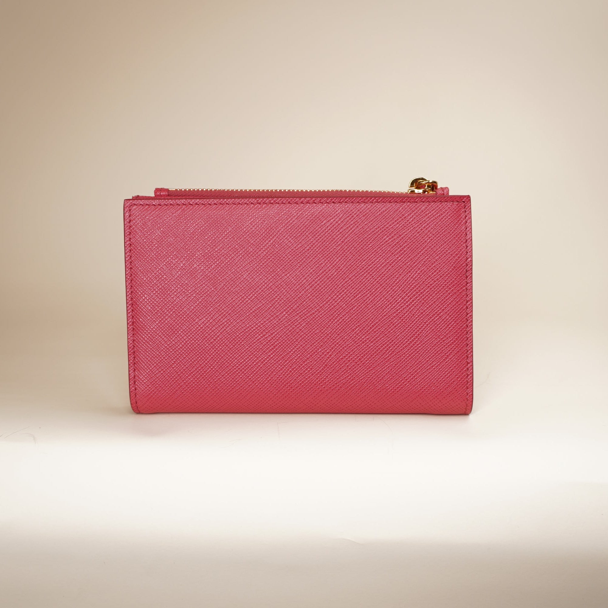 PRE-OWNED Pink Saffiano Leather Wallet