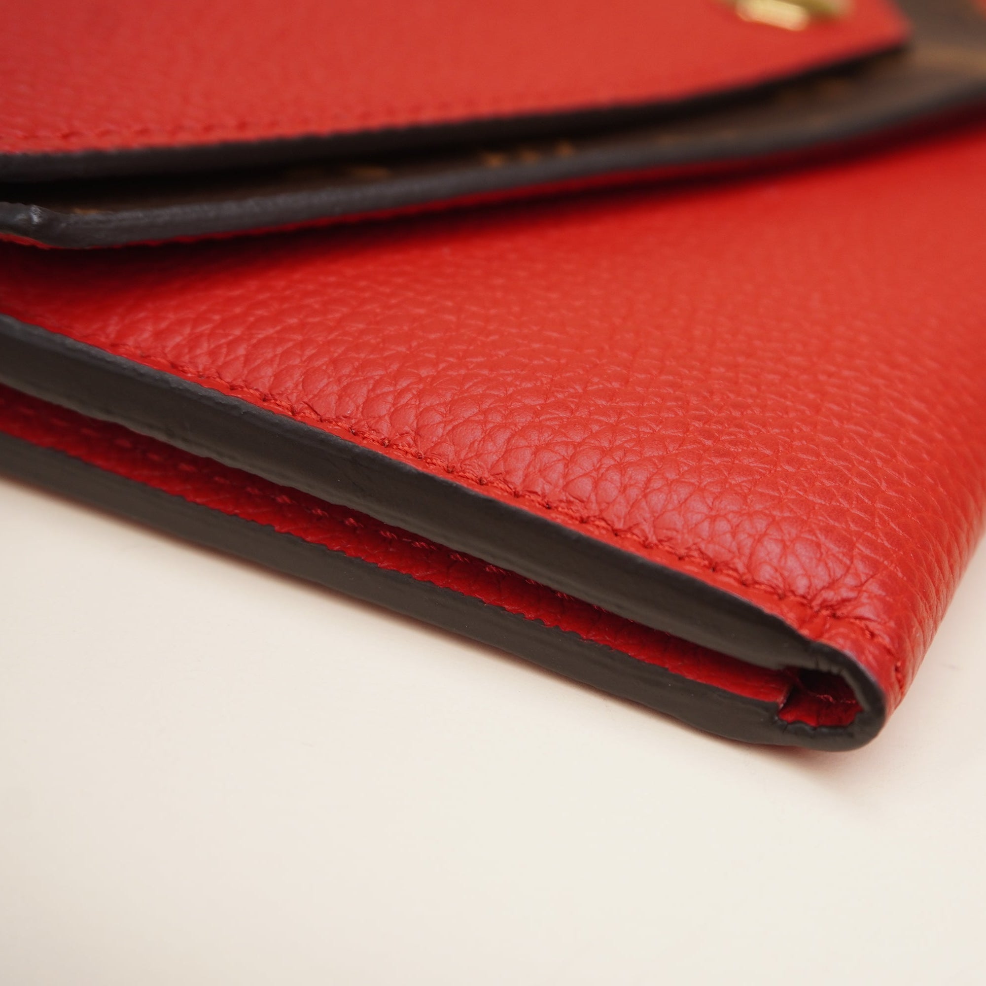 PRE-OWNED LV Monogram Portefeuille Duble V Long Wallet Red