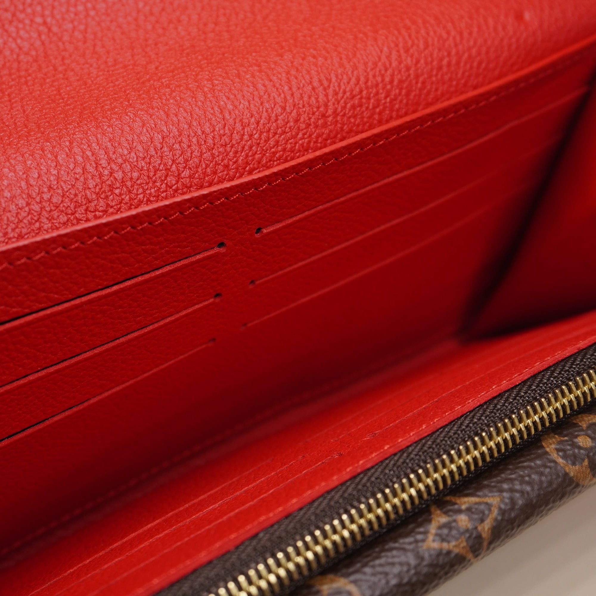 PRE-OWNED LV Monogram Portefeuille Duble V Long Wallet Red