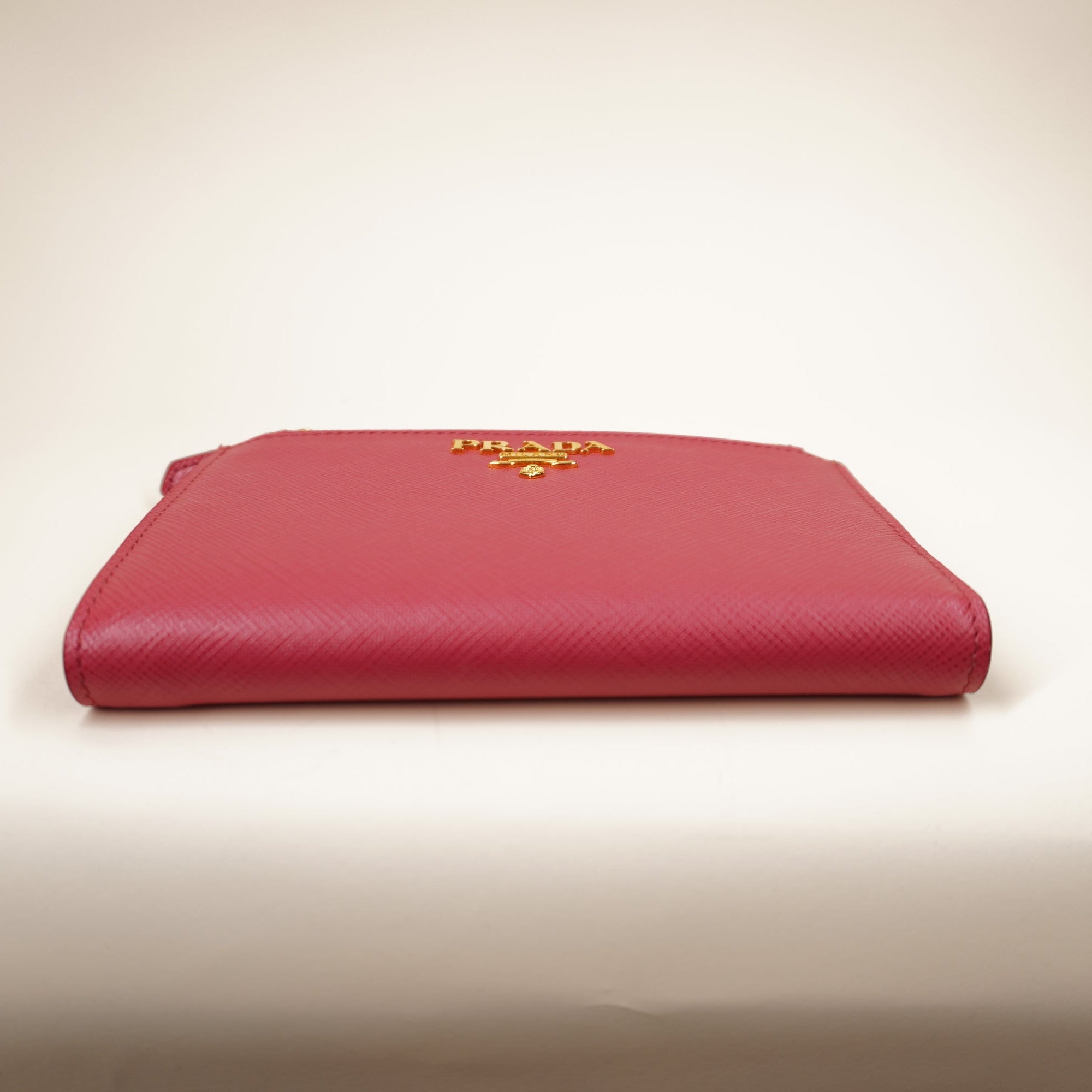 PRE-OWNED Pink Saffiano Leather Wallet