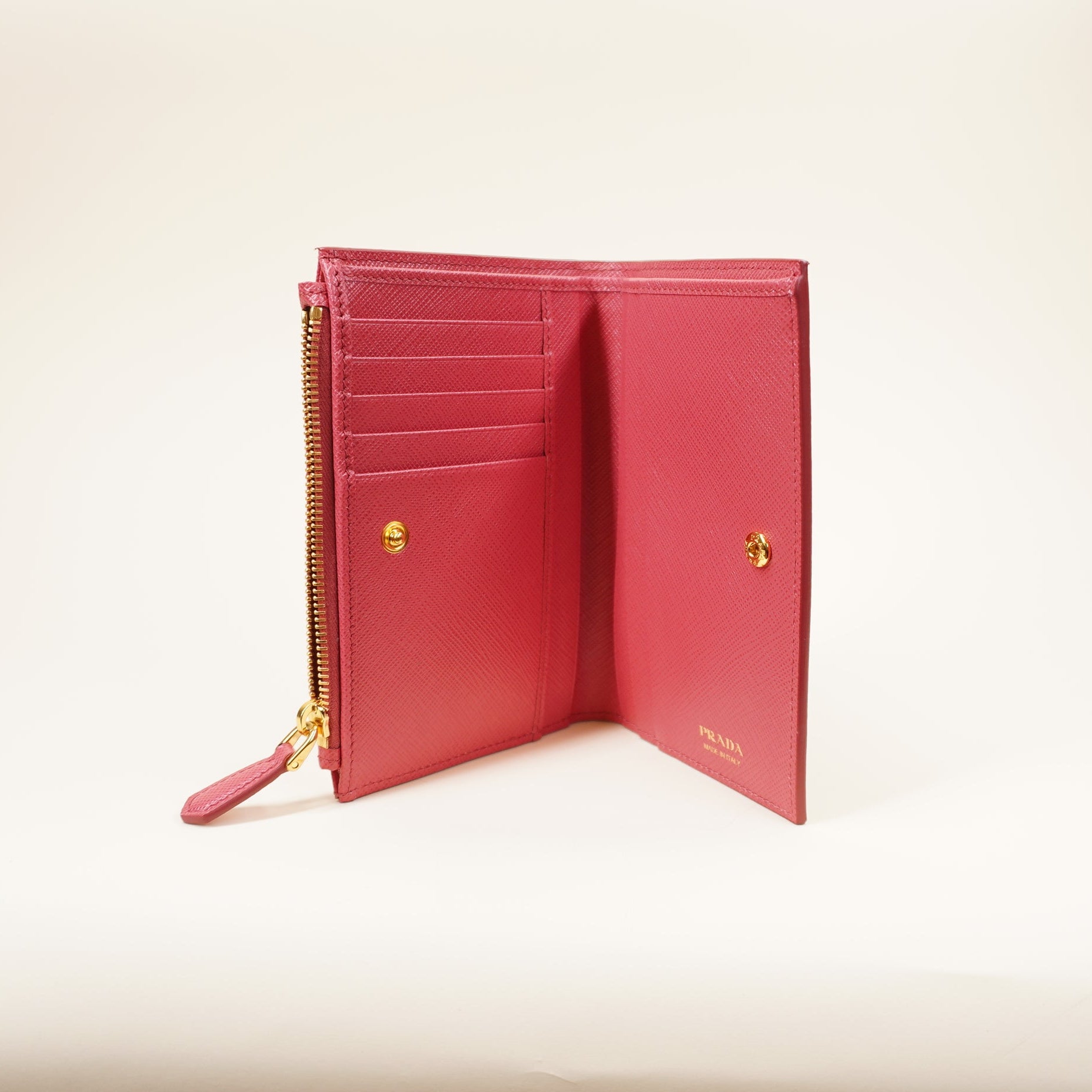 PRE-OWNED Pink Saffiano Leather Wallet