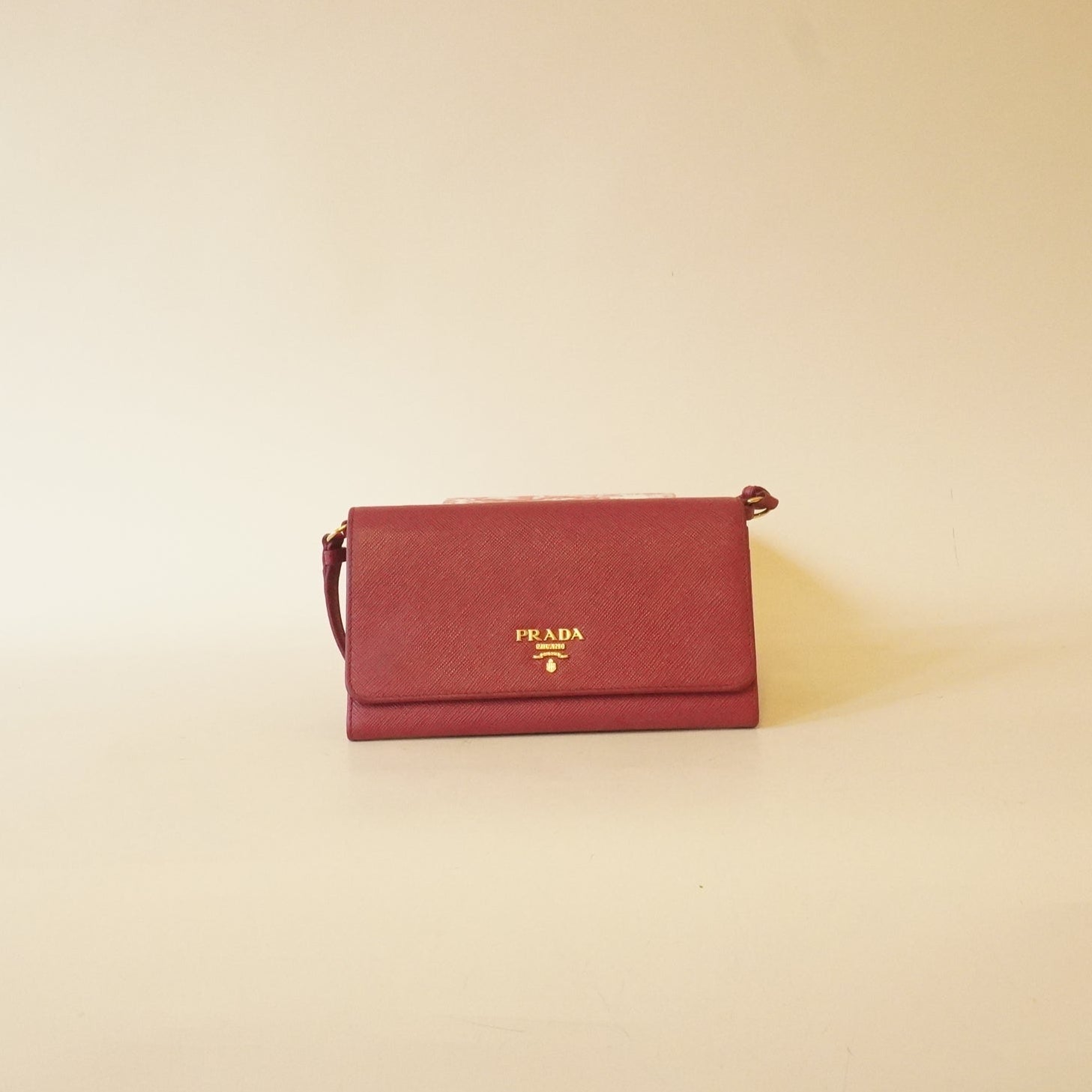 PRE-OWNED Pink Saffiano Metal Mini Crossbody Wallet Ibisco