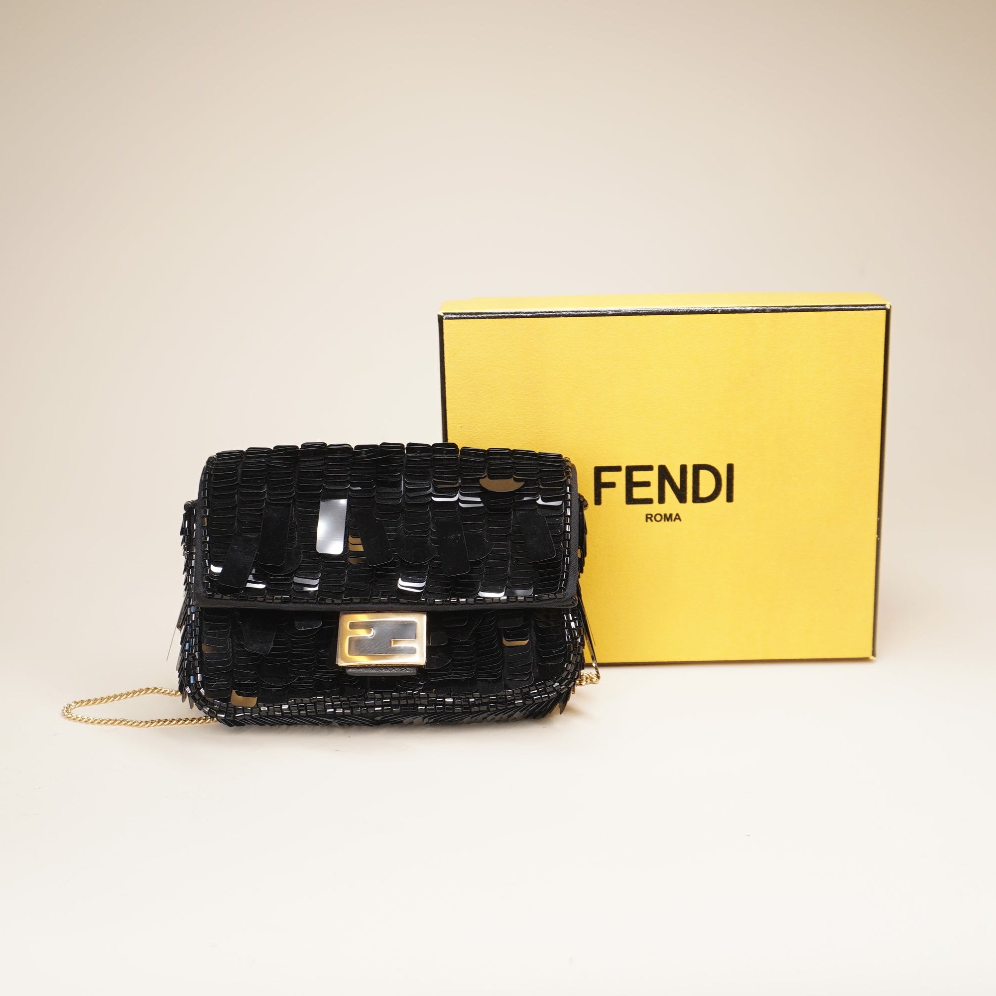 FF Baguette Micro Black Sequins Bag Charm 