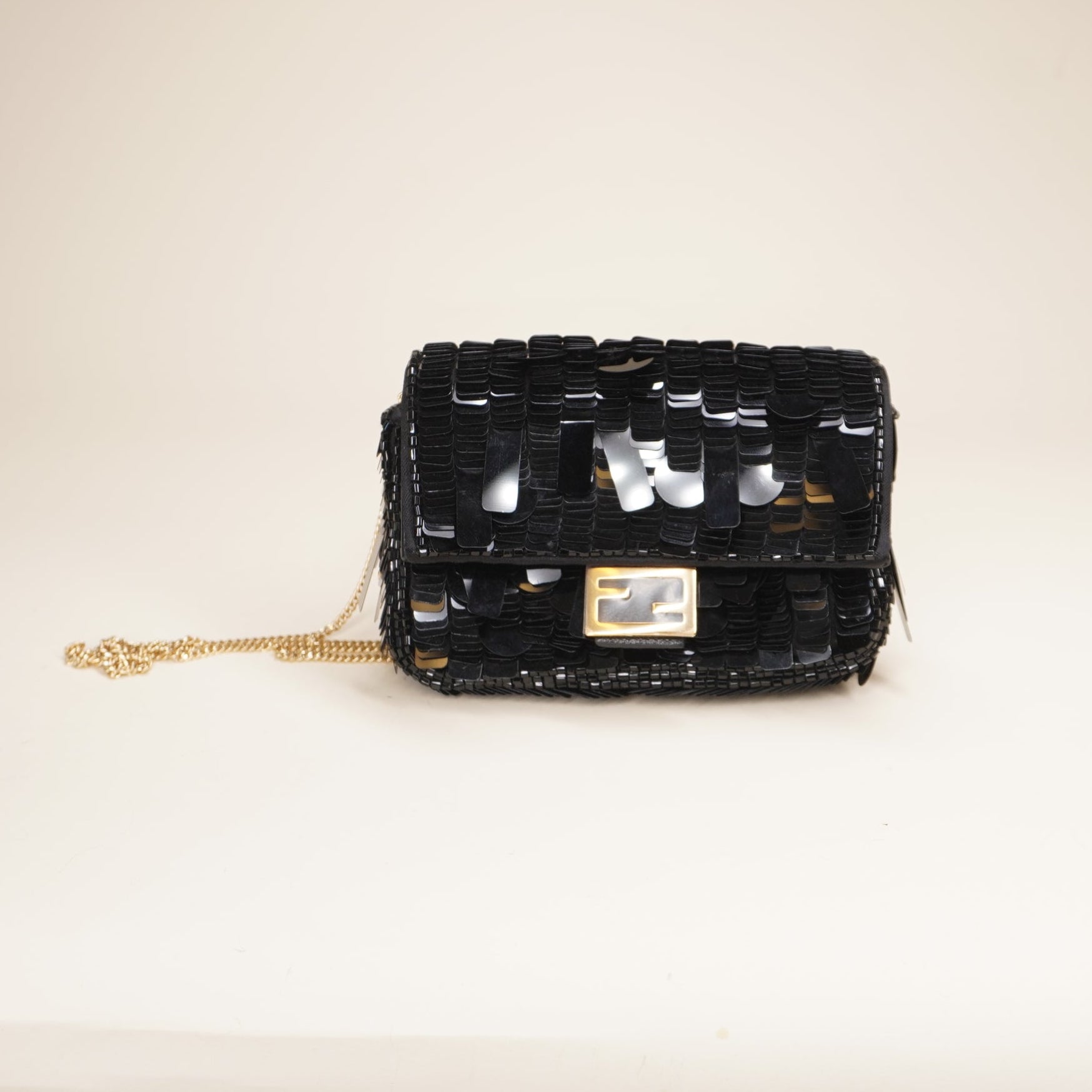 FF Baguette Micro Black Sequins Bag Charm 