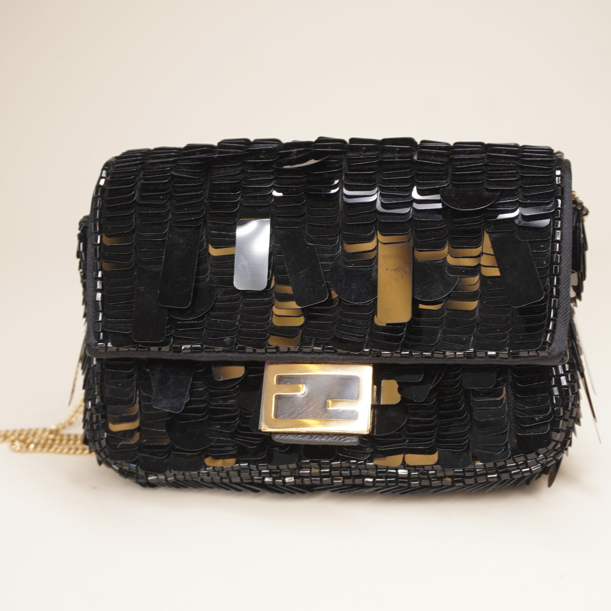 FF Baguette Micro Black Sequins Bag Charm 