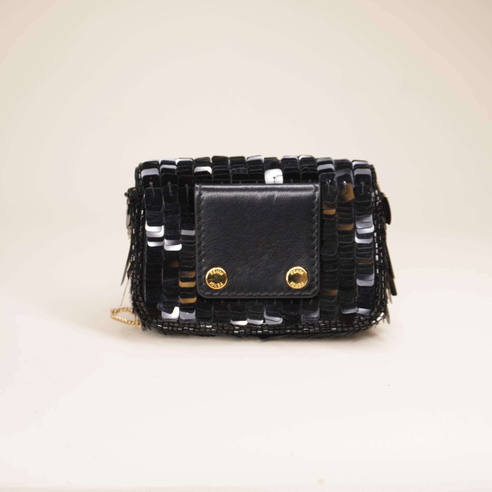 FF Baguette Micro Black Sequins Bag Charm 