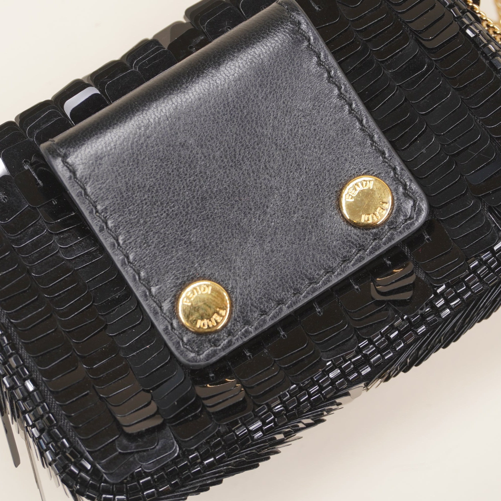 FF Baguette Micro Black Sequins Bag Charm 