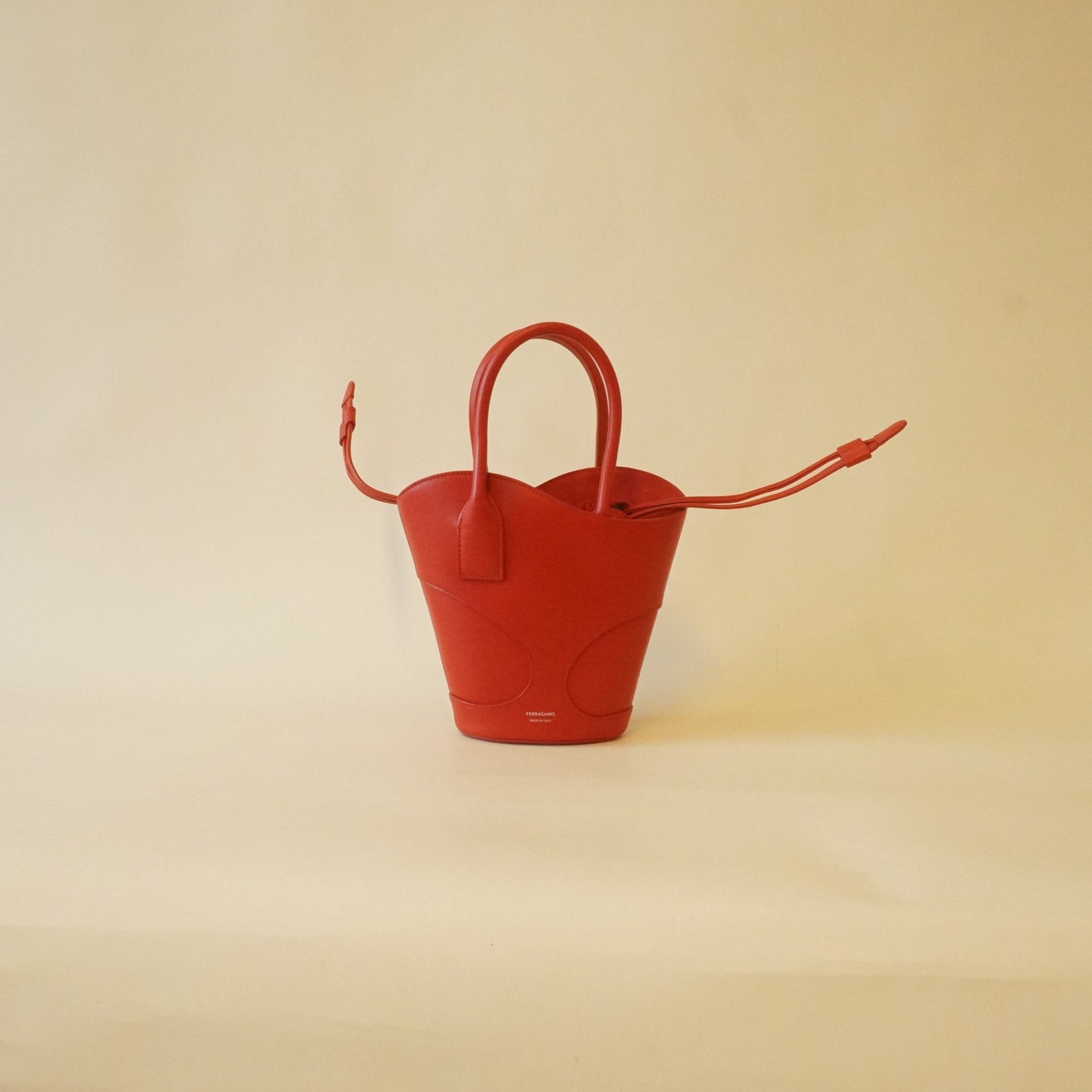 PRE-OWNED Tote Bag With Cut Out Red Leather or Shoulder bag