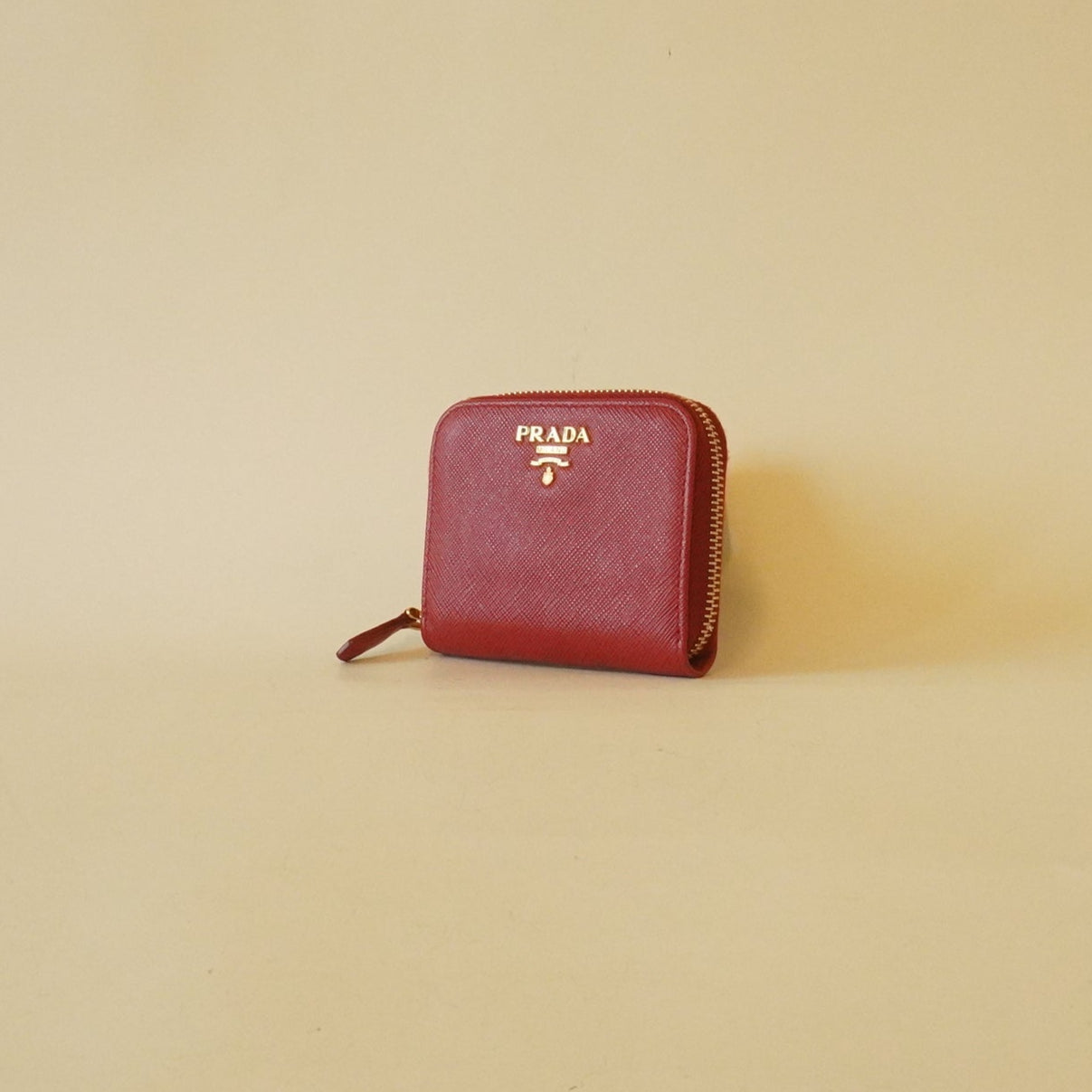 PRE-OWNED Saffiano Metal Zip Coin Case Purse Peonia