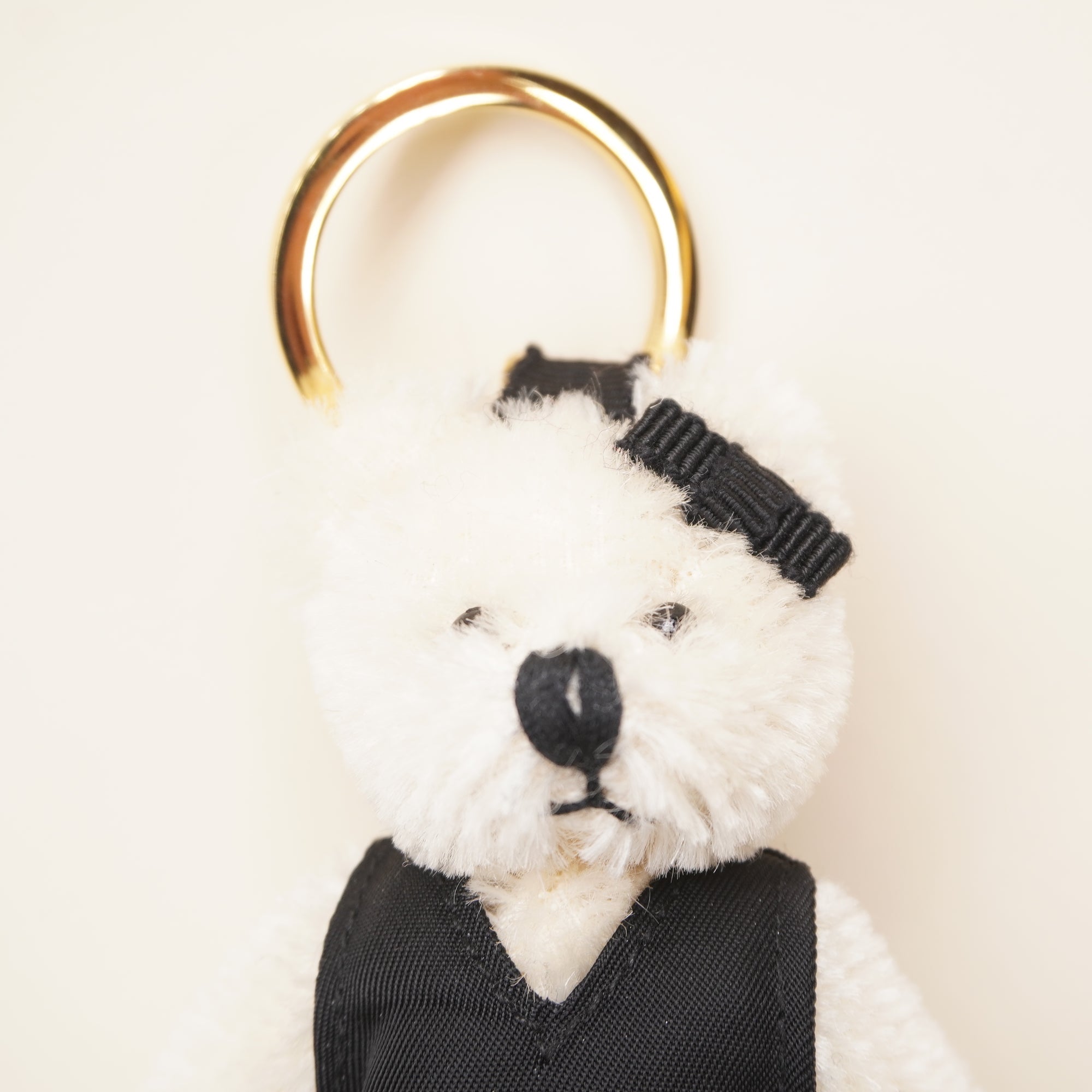 PRE-OWNED Teddy Bear White Keychain Bag Charm
