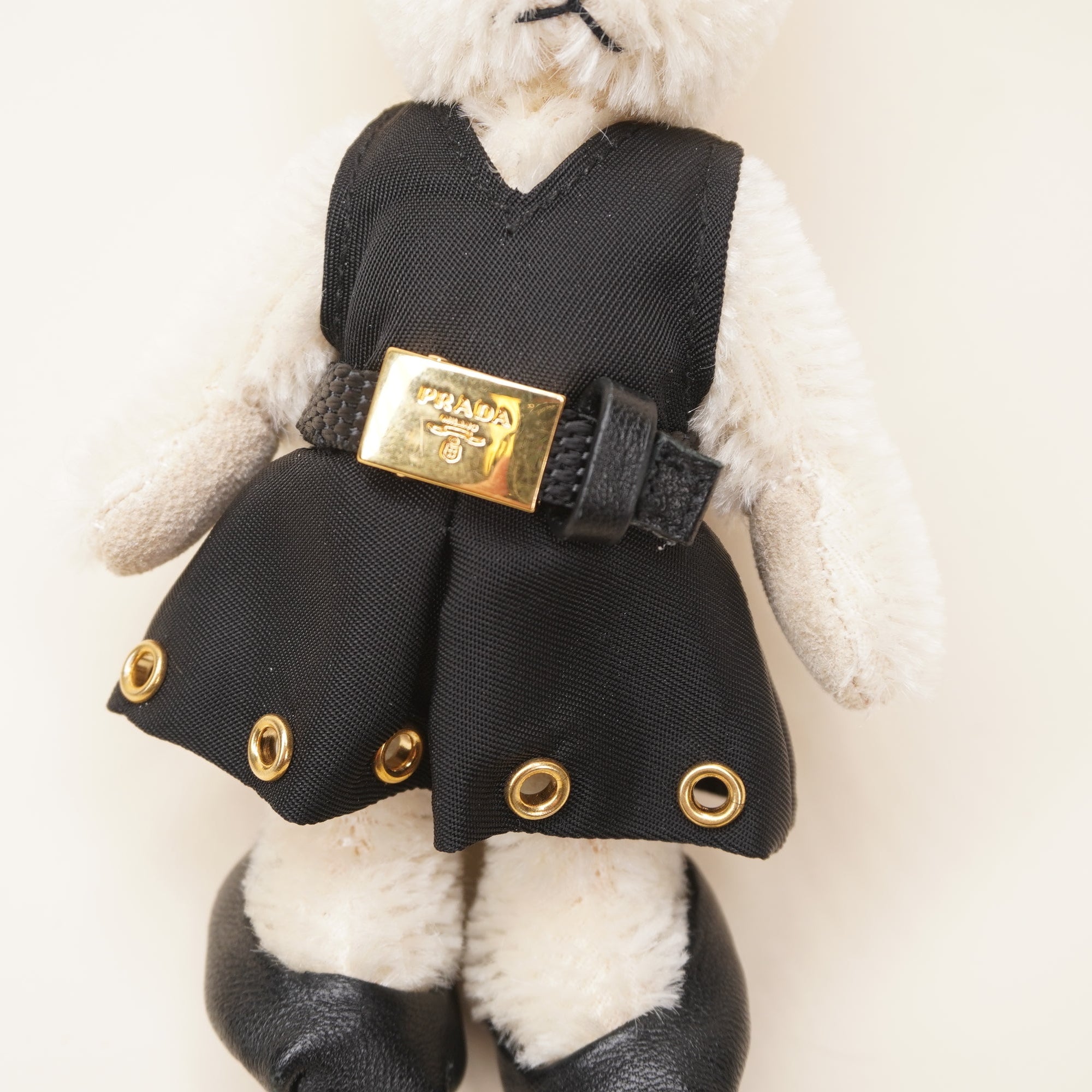 PRE-OWNED Teddy Bear White Keychain Bag Charm